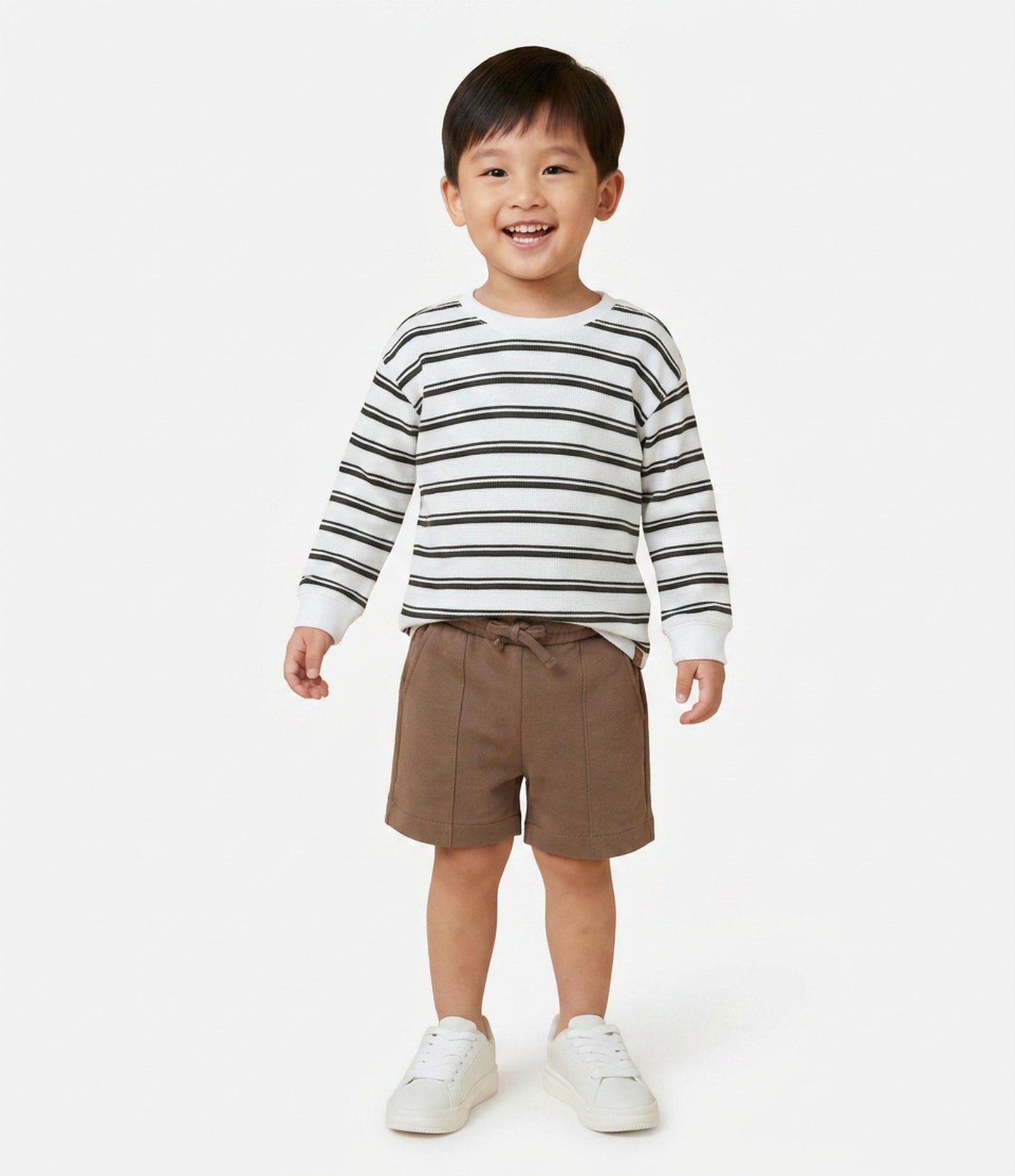 Bermuda Infantil em Cotton com Cordão e Bolsos - Tam 1 a 6 Anos Marrom 1