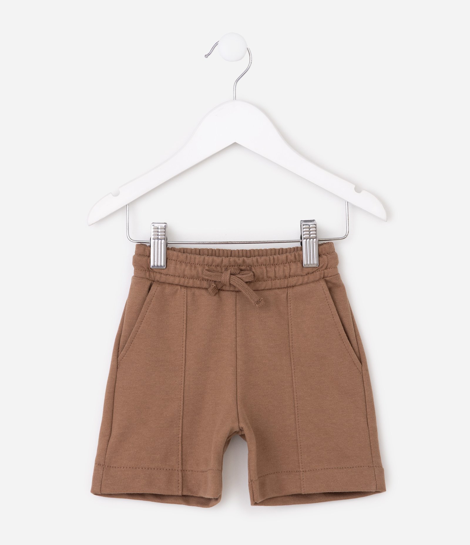 Bermuda Infantil em Cotton com Cordão e Bolsos - Tam 1 a 6 Anos Marrom 2