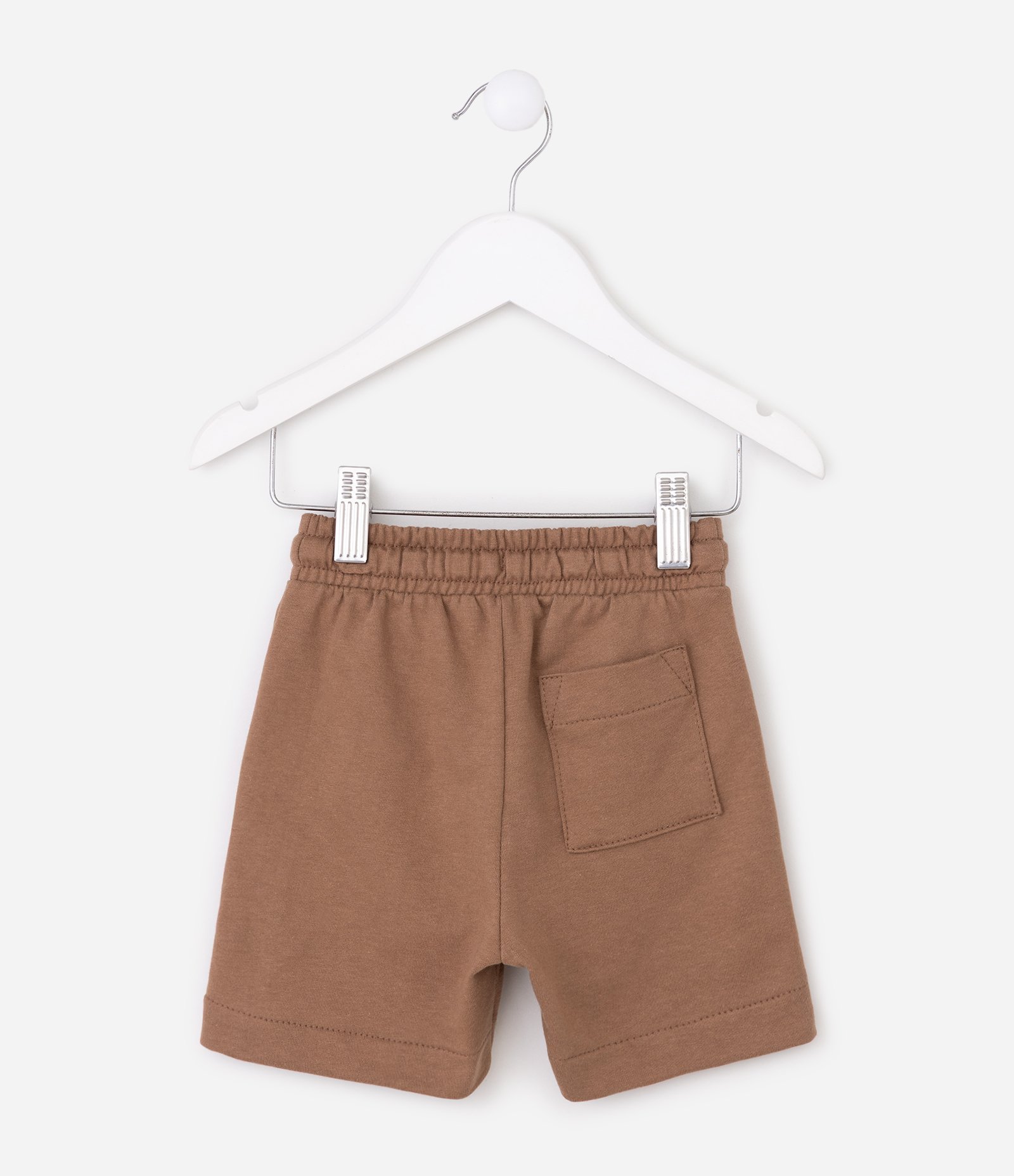 Bermuda Infantil em Cotton com Cordão e Bolsos - Tam 1 a 6 Anos Marrom 3