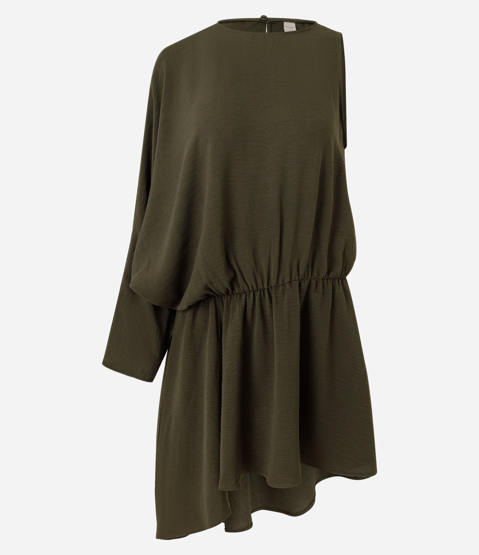 Vestido Curto com Uma Manga e Barra Assimétrica Verde 5