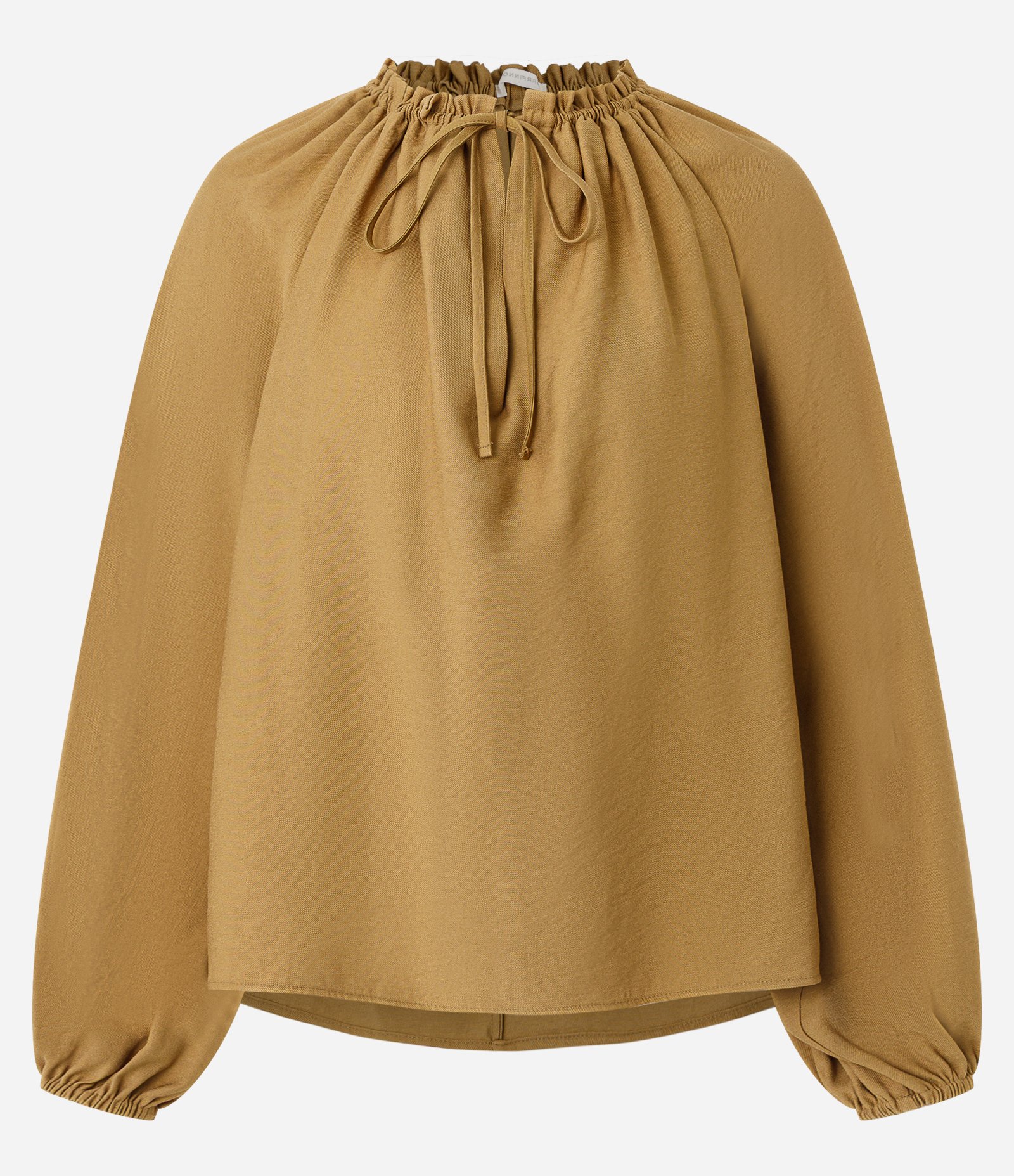 Blusa em Viscose com Mangas Amplas e Amarração no Decote Bege 5
