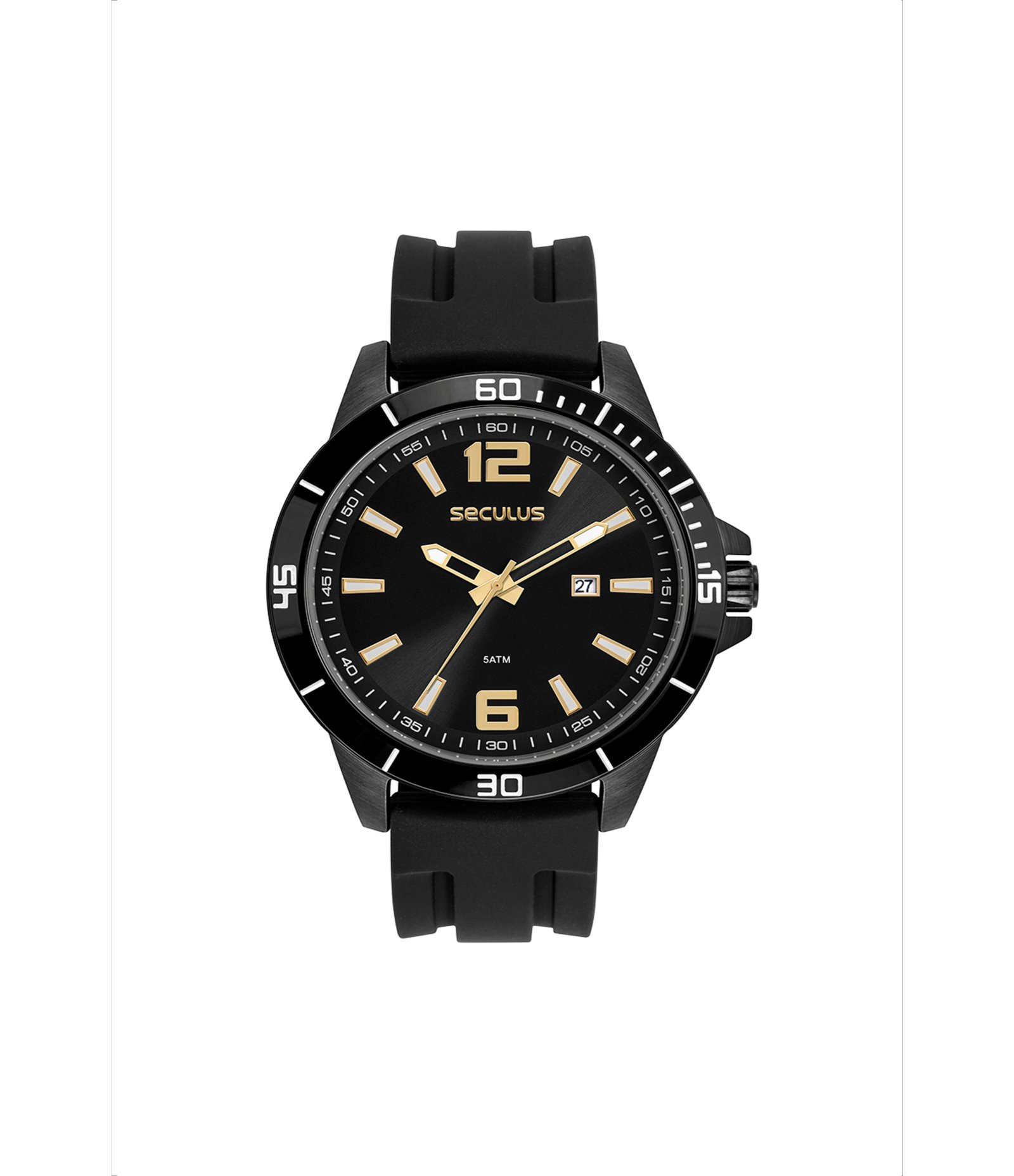 Relógio Analógico Seculus em Silicone 44325GPSVPU3 Preto 2
