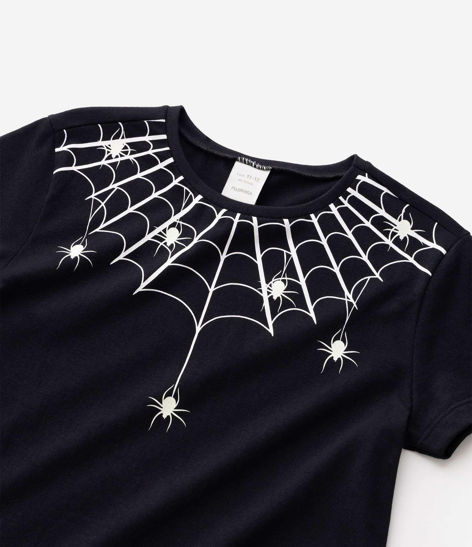 Camiseta Infantil Em Algodão Halloween Teia de Aranha - Tam 5 a 16 Anos Preto 6