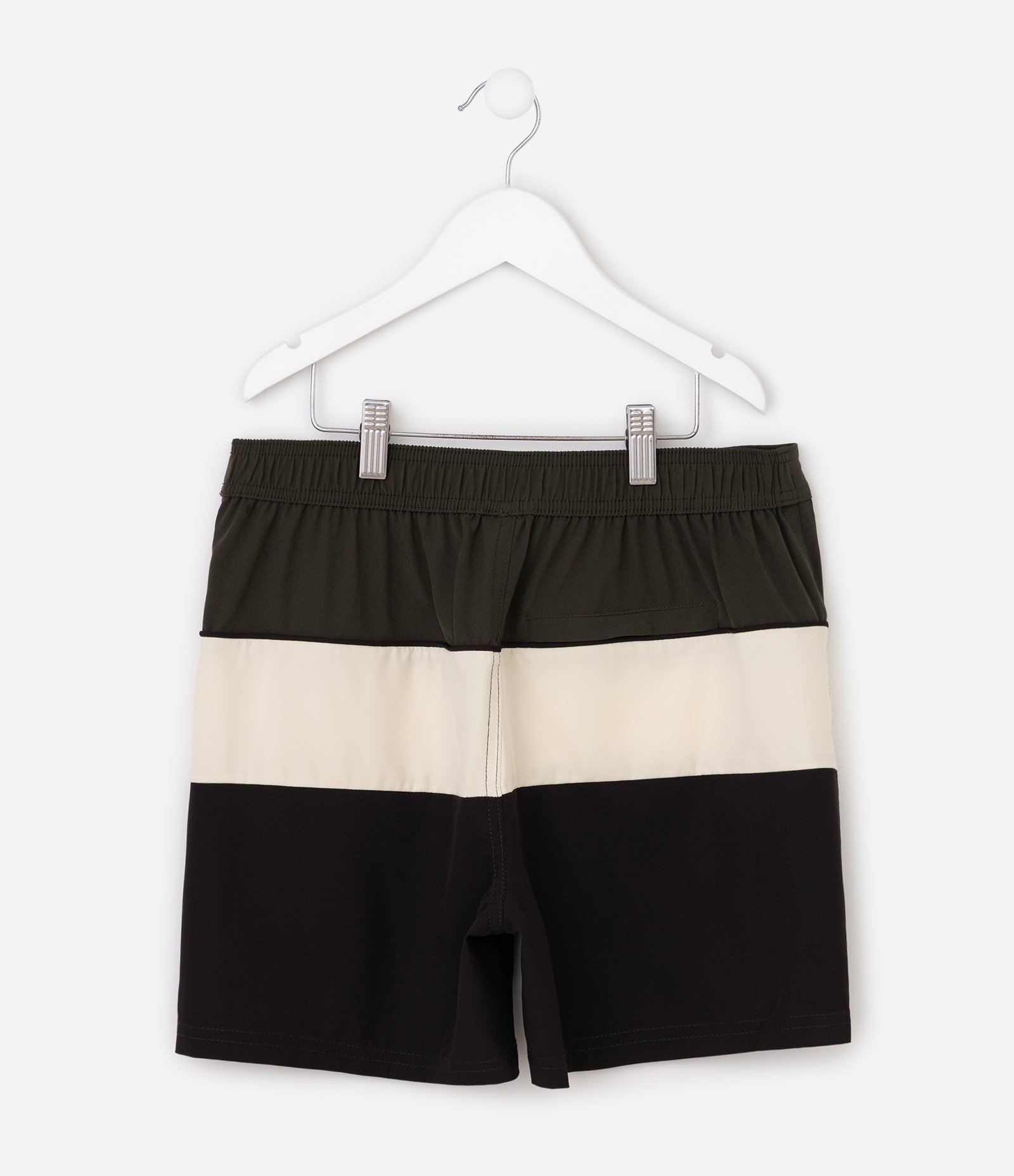 Bermuda Banho Infantil Color Block com Cordão Ajustável - Tam 5 a 16 Anos Preto 2