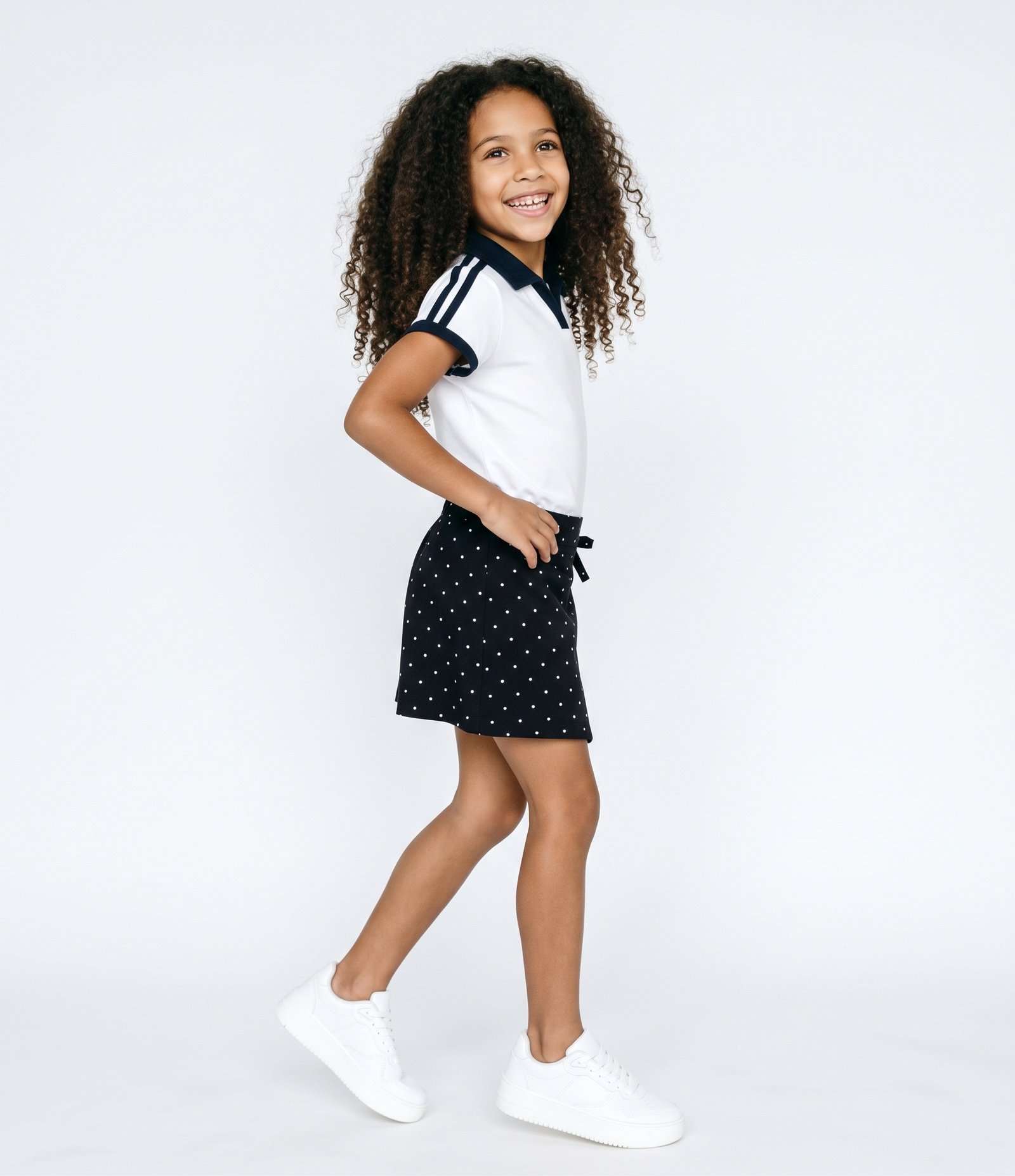 Blusa Infantil Em Cotton College Com Listras laterais - Tam 5 a 16 Anos Branco 2