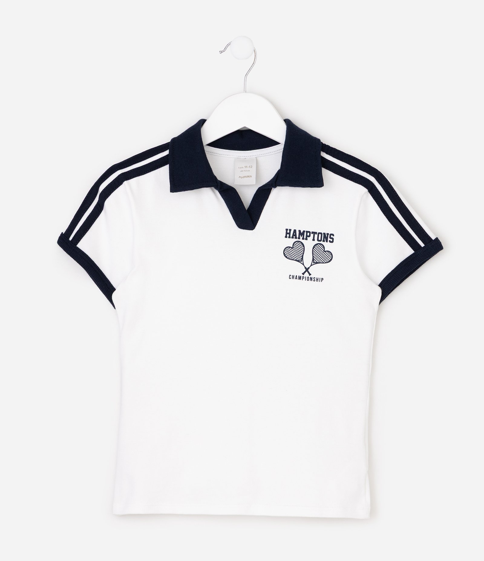 Blusa Infantil Em Cotton College Com Listras laterais - Tam 5 a 16 Anos Branco 3
