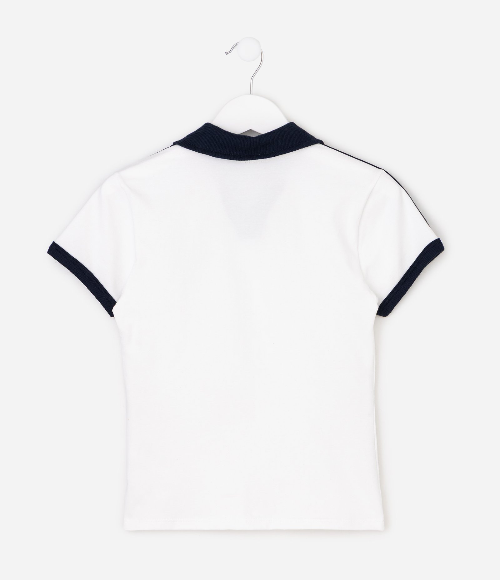 Blusa Infantil Em Cotton College Com Listras laterais - Tam 5 a 16 Anos Branco 4