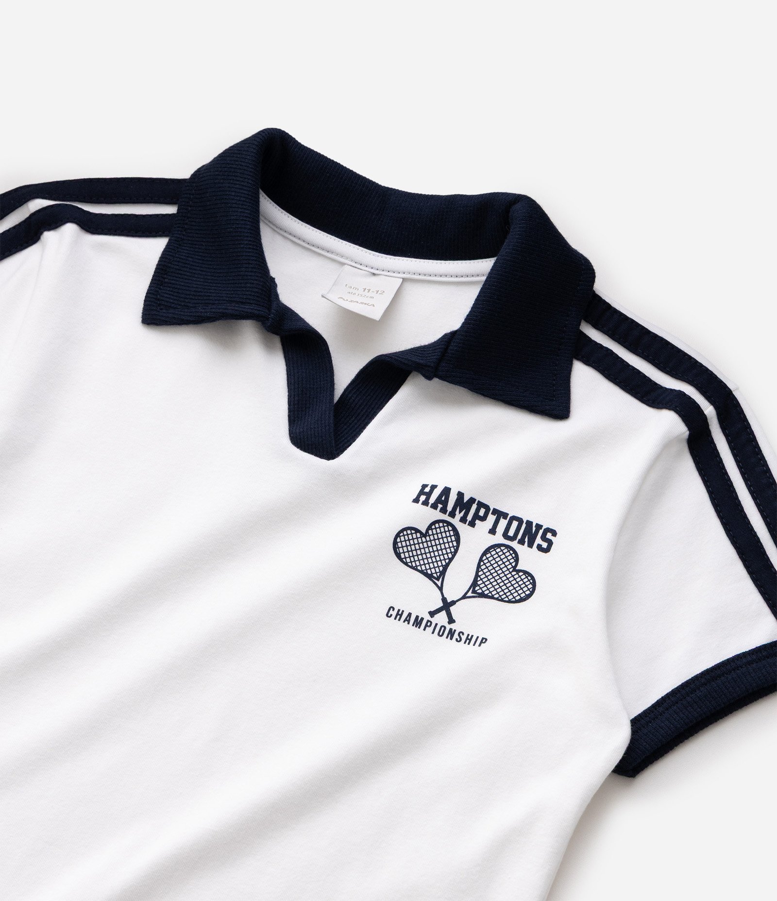 Blusa Infantil Em Cotton College Com Listras laterais - Tam 5 a 16 Anos Branco 6