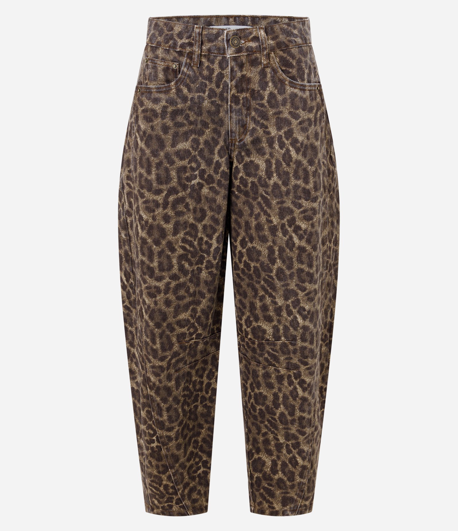 Calça Balloon Cropped em Sarja com Estampa Animal Print Marrom 6