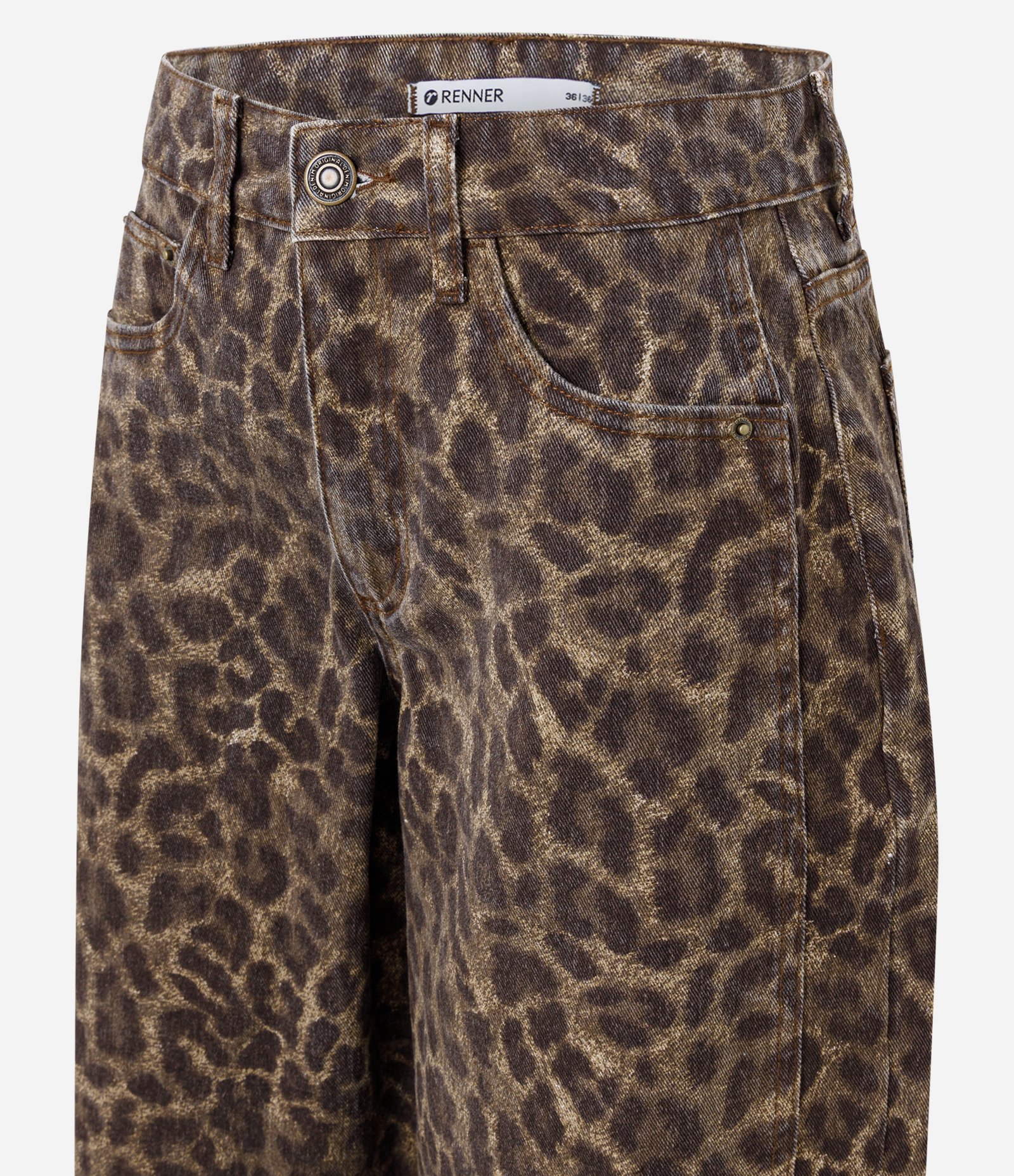 Calça Balloon Cropped em Sarja com Estampa Animal Print Marrom 7