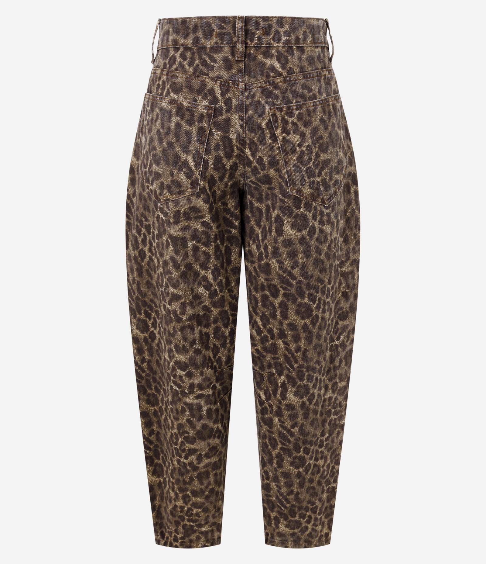 Calça Balloon Cropped em Sarja com Estampa Animal Print Marrom 8