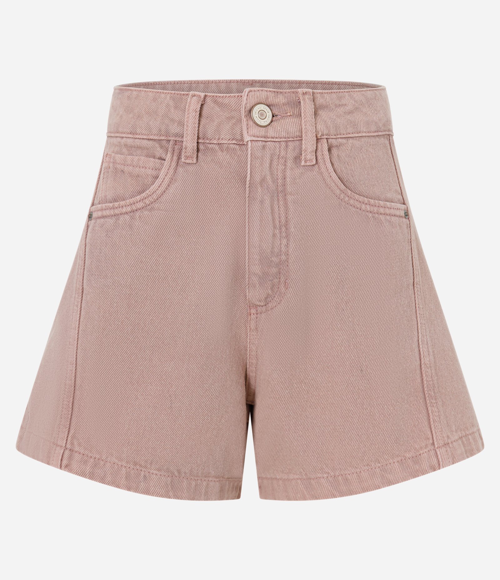 Short Evasê em Sarja com Acabamento Cationizado Rosa 1