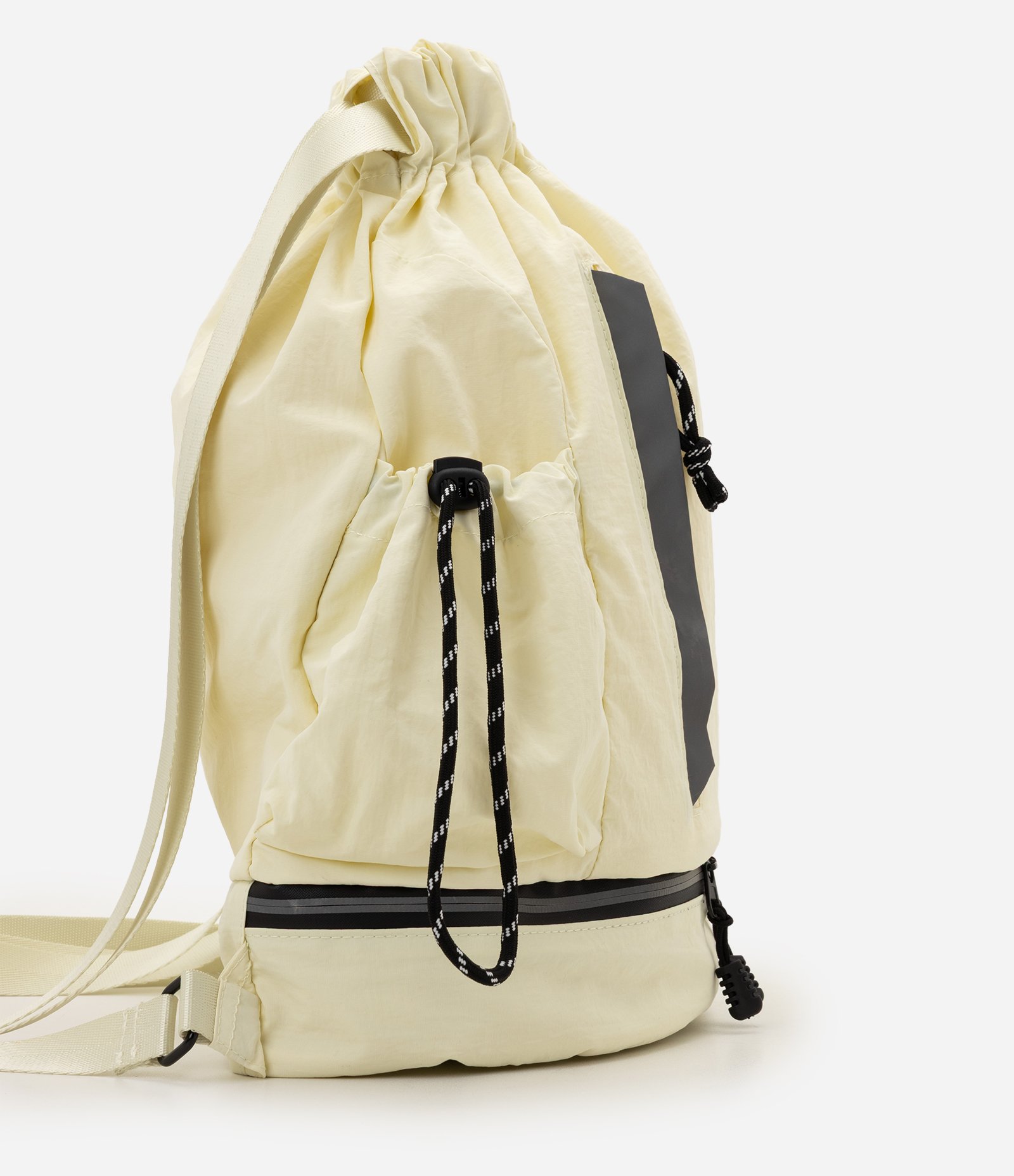 Mochila com Fechamento por Cordão Ajustável e Bolsos Laterais Amarelo Claro 3