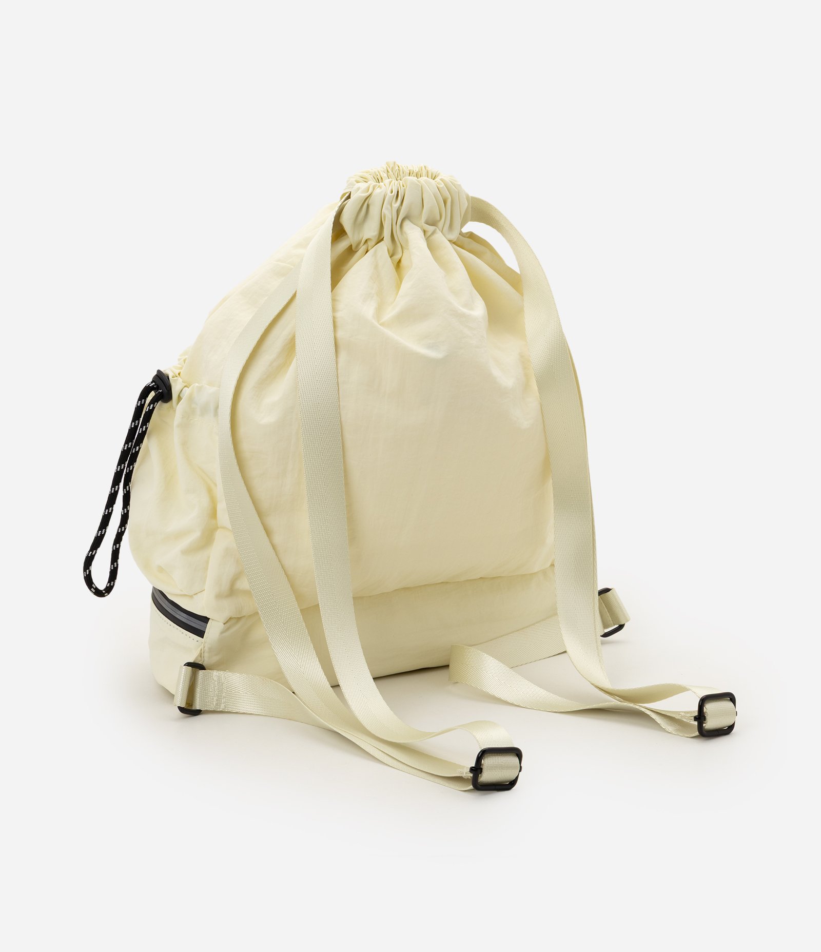 Mochila com Fechamento por Cordão Ajustável e Bolsos Laterais Amarelo Claro 8