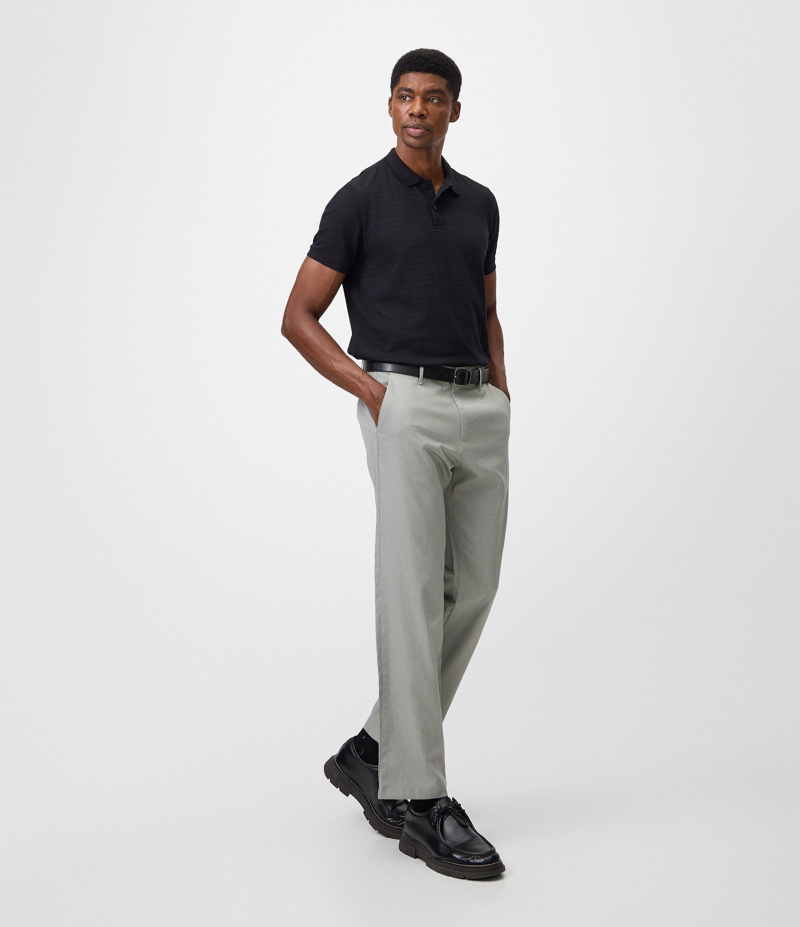 Polo com Textura Horizontal Preto 2