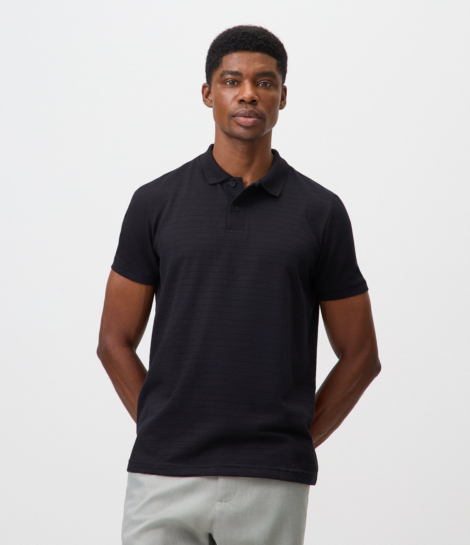 Polo com Textura Horizontal Preto 3