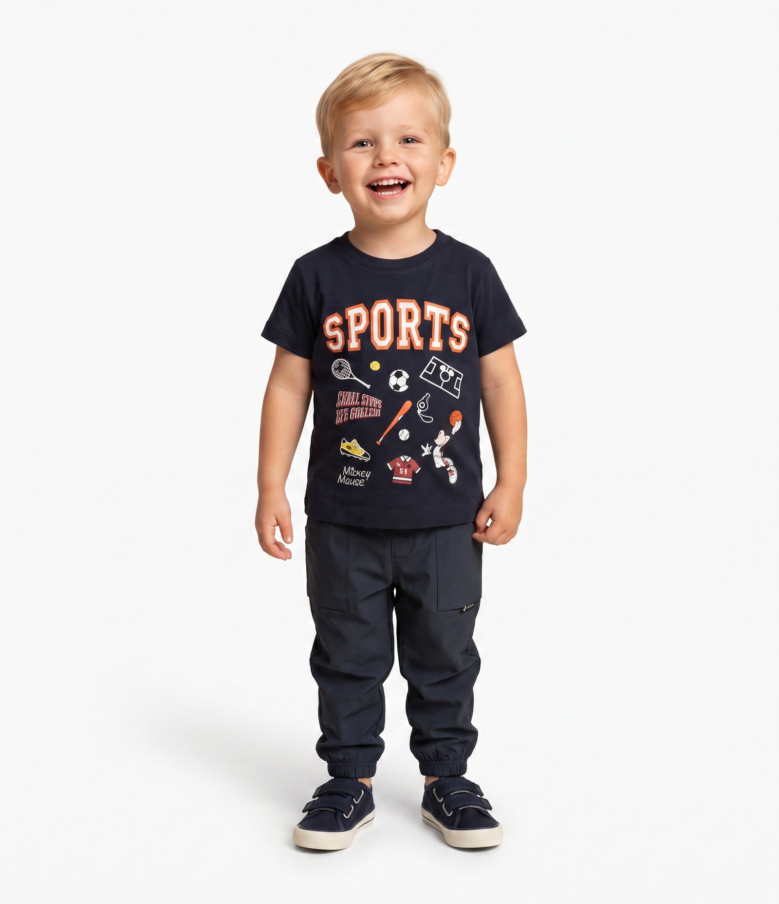 Camiseta Infantil em Algodão com Estampa Mickey Sports - Tam 2 a 6 Anos Azul 1