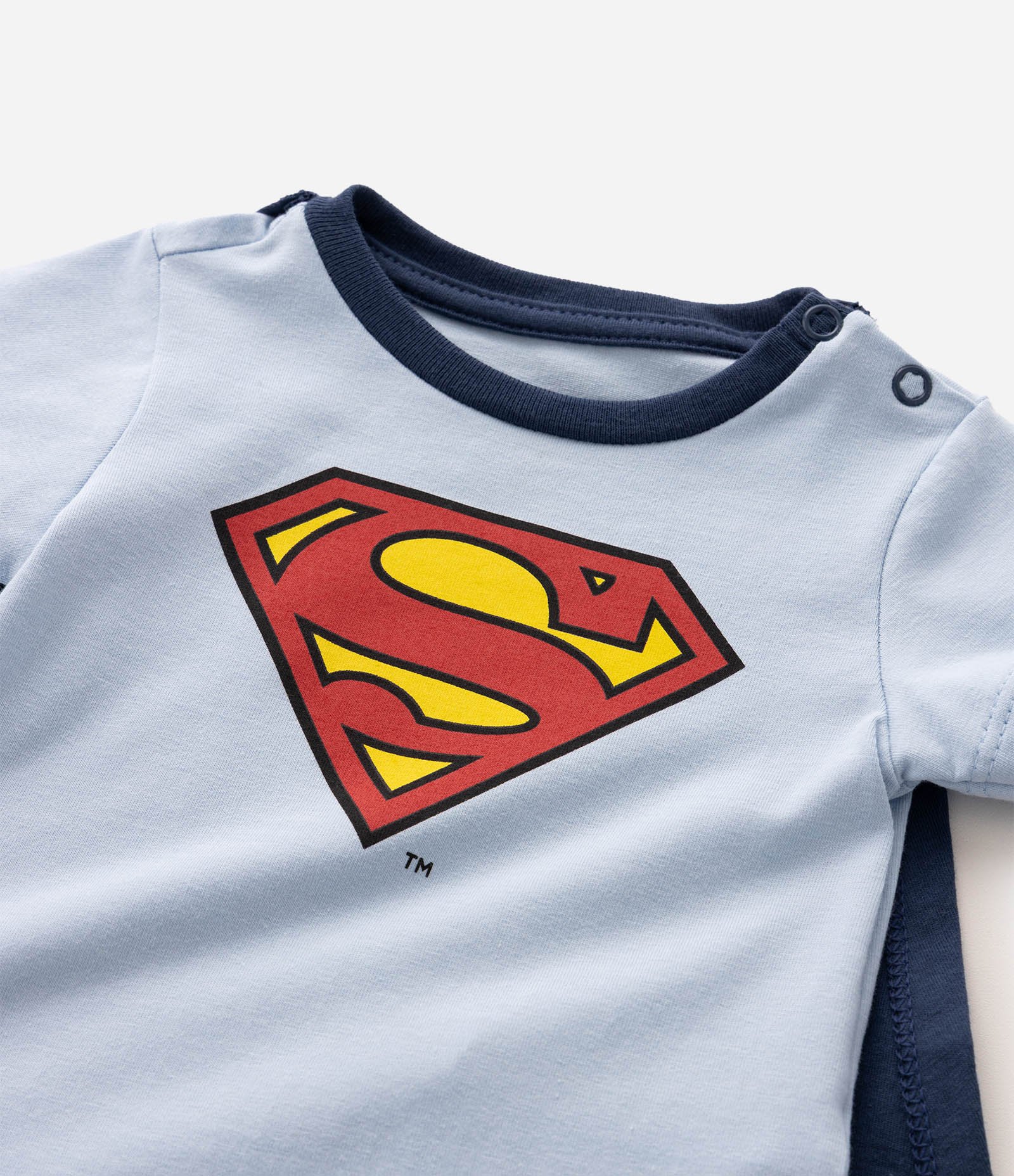 Body Bebê Cotton Super Homem Com Capa Removível Tam 03 a 18 Meses Azul 5