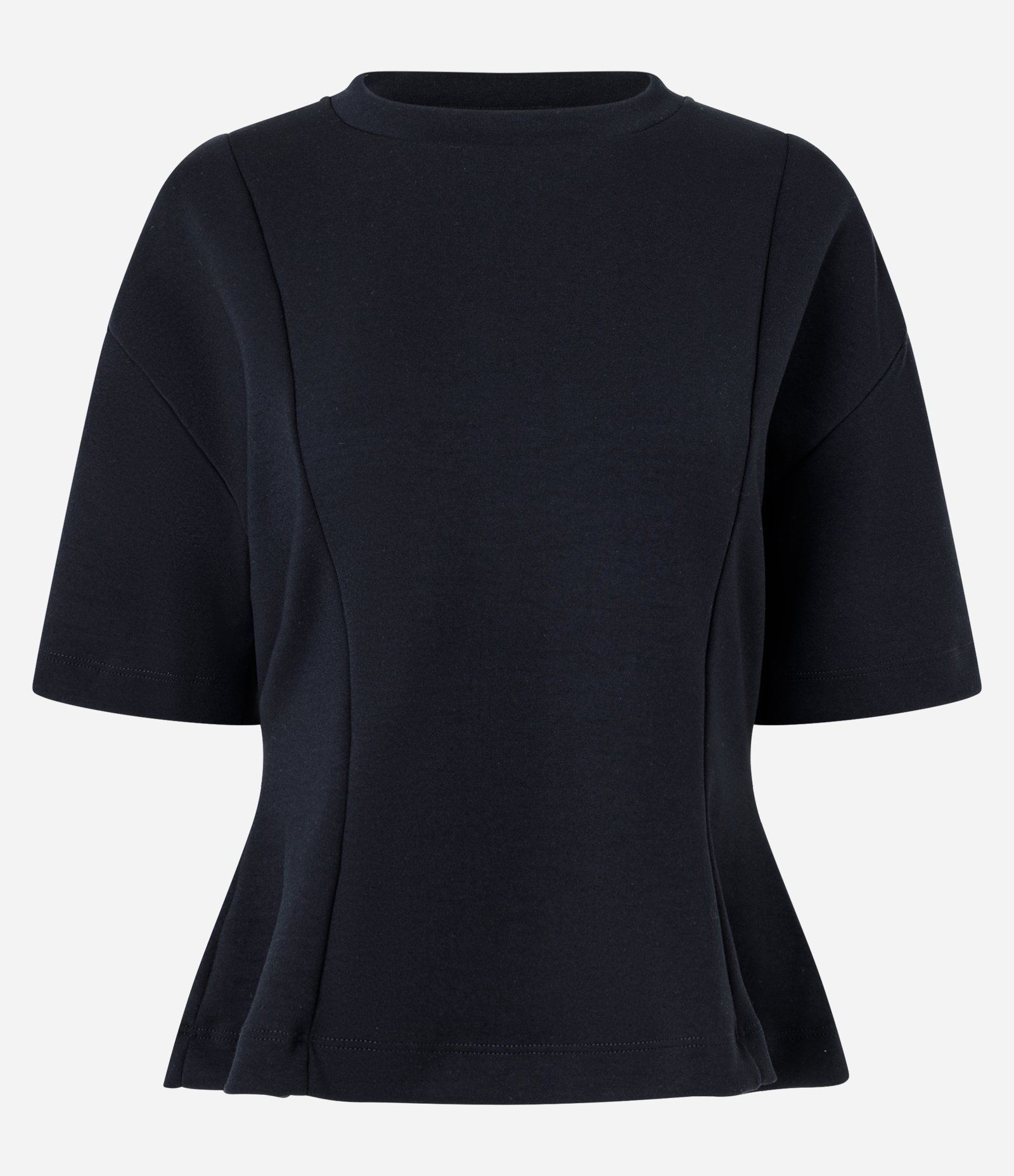 Blusa Peplum em Modal com Recortes Estruturados Preto 5