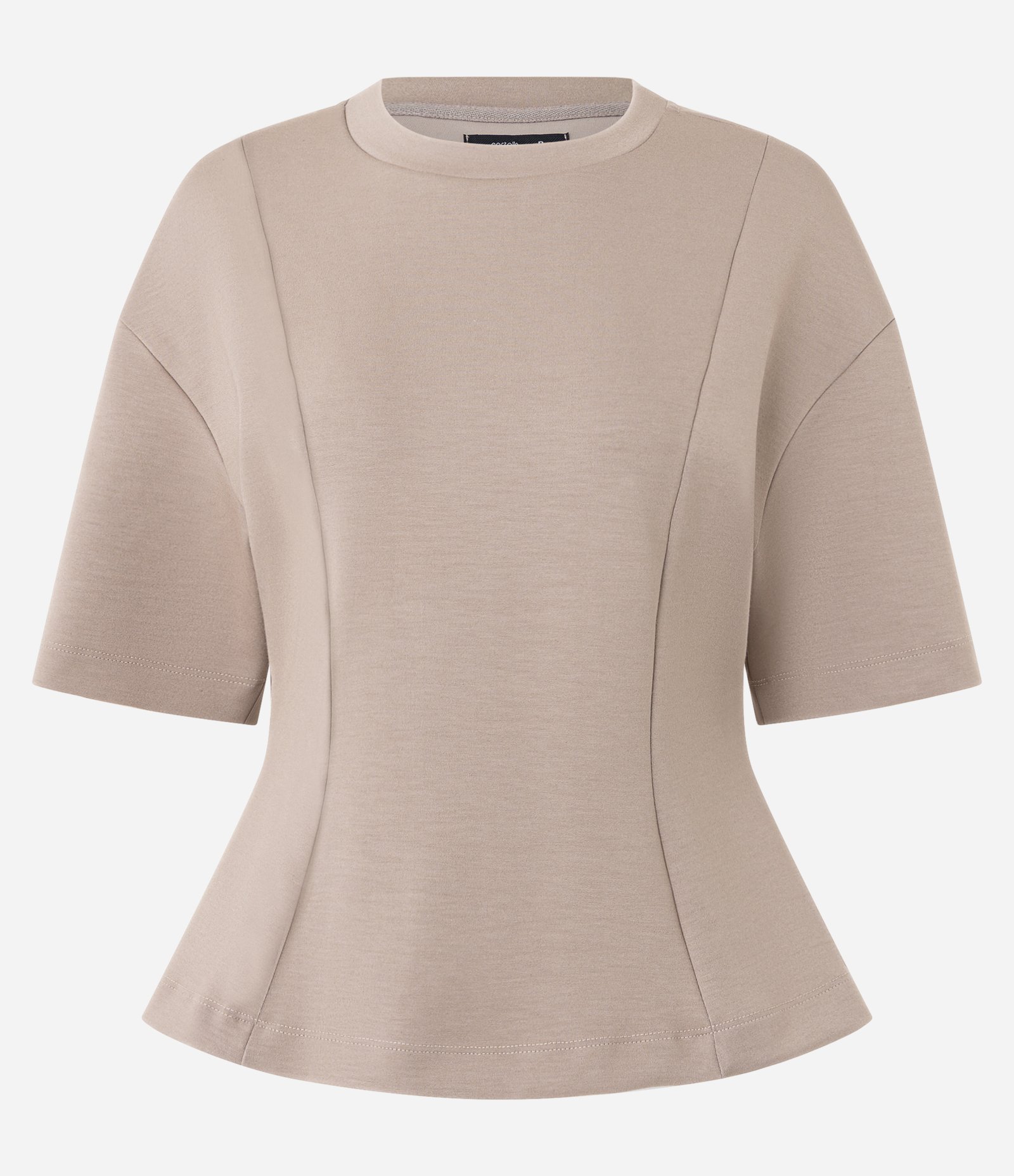 Blusa Peplum em Modal com Recortes Estruturados Bege 5