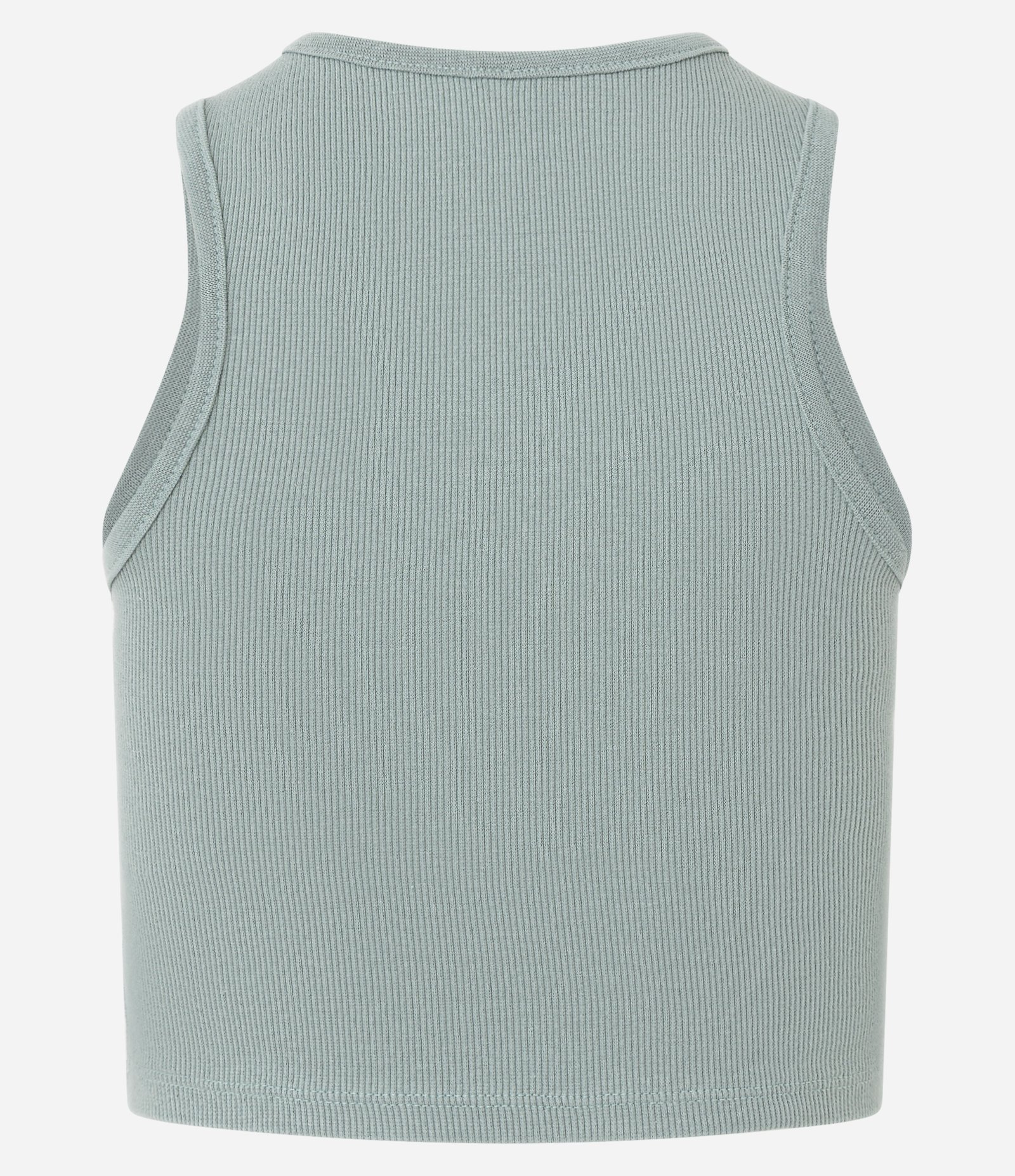 Regata Cropped Canelada Em Algodão com Gola Redonda Cinza 3