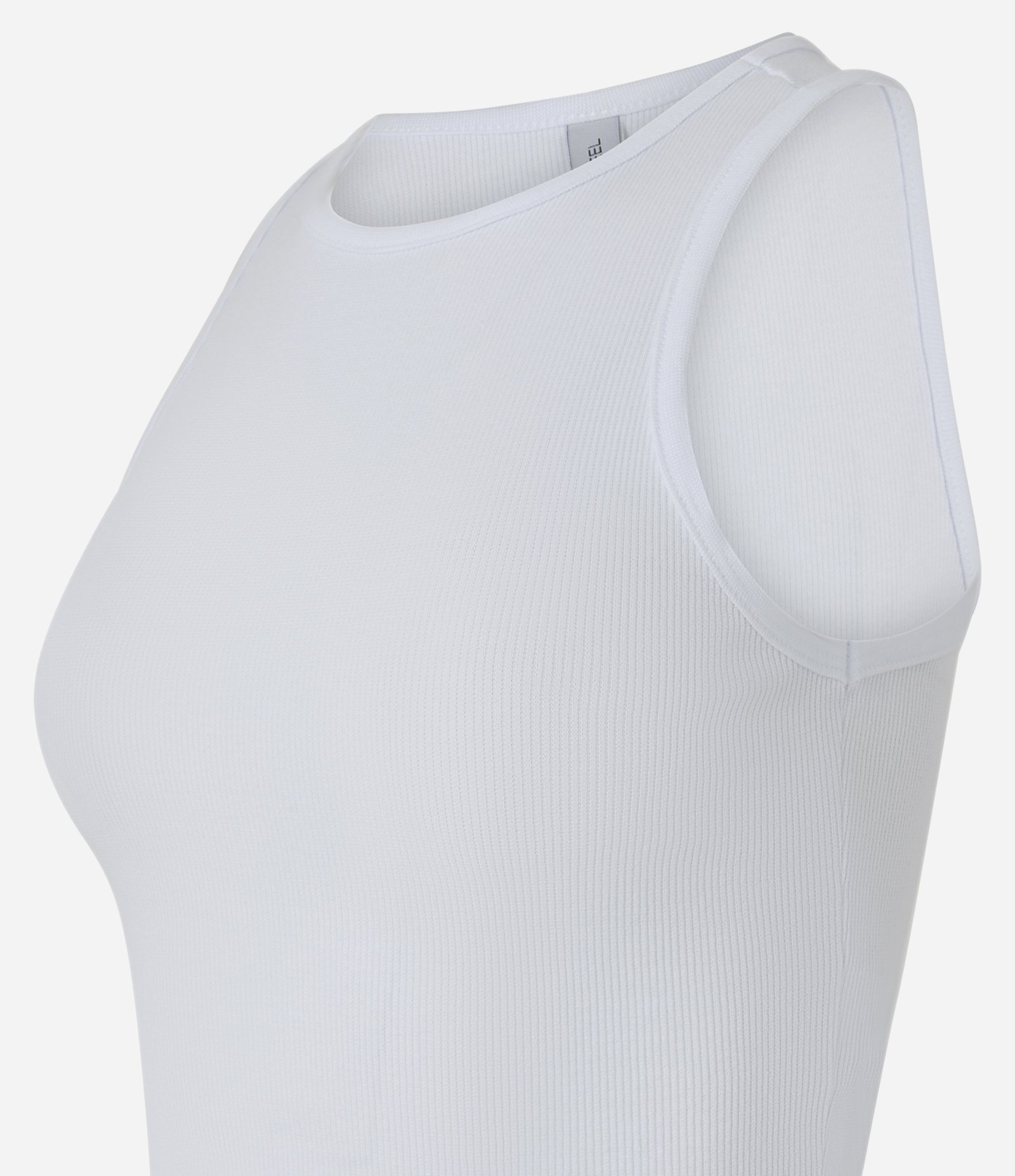 Regata Cropped Canelada Em Algodão com Gola Redonda Branco 7