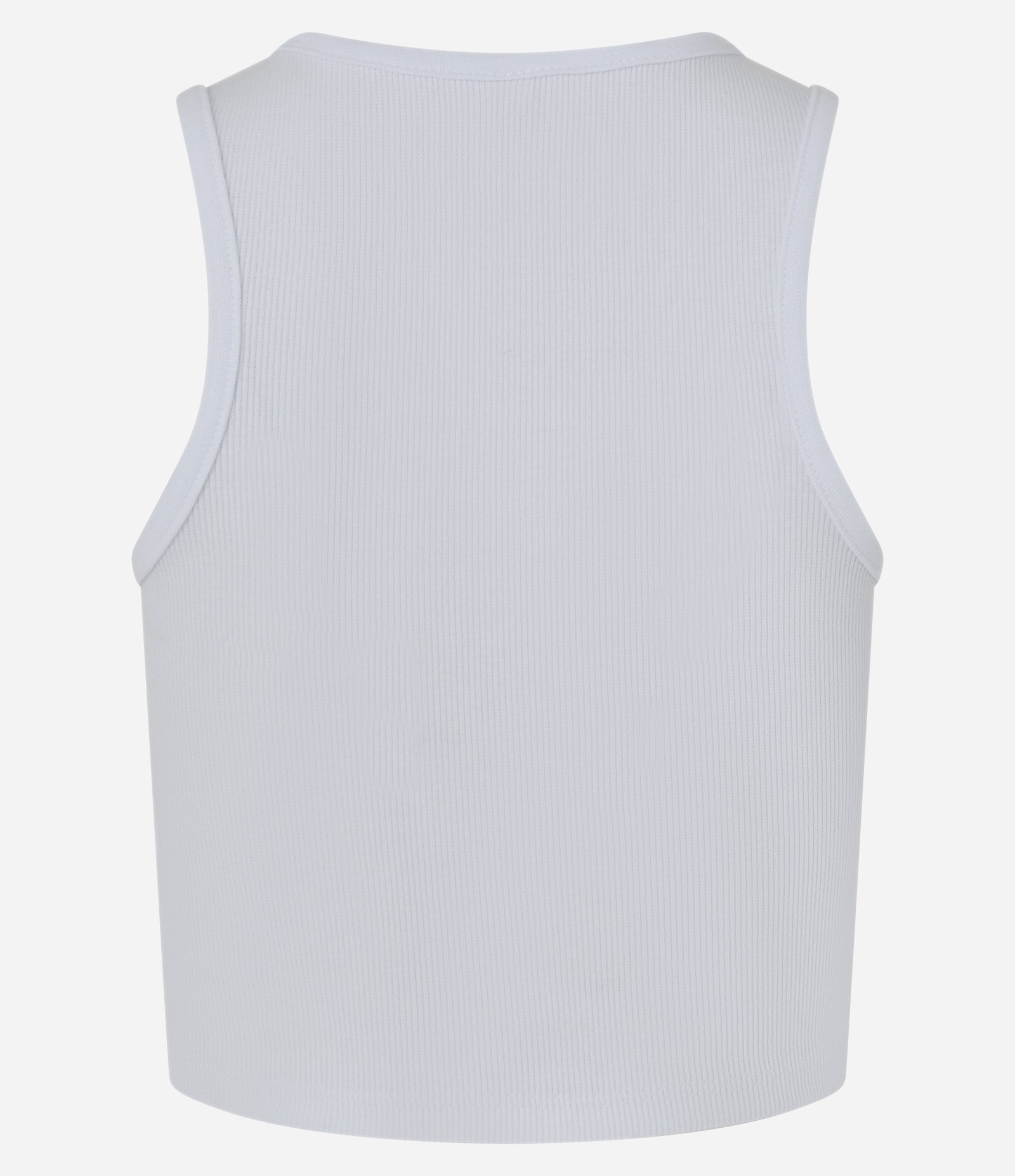 Regata Cropped Canelada Em Algodão com Gola Redonda Branco 8