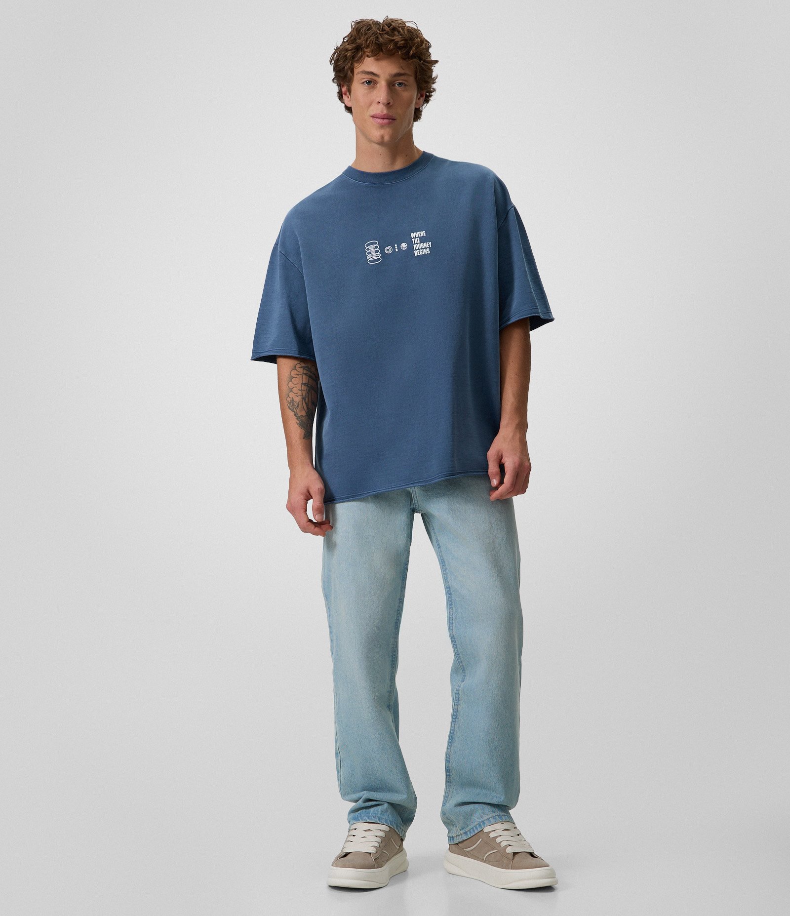 Camiseta Oversized em Moletinho Photoprint Expedition Azul 2