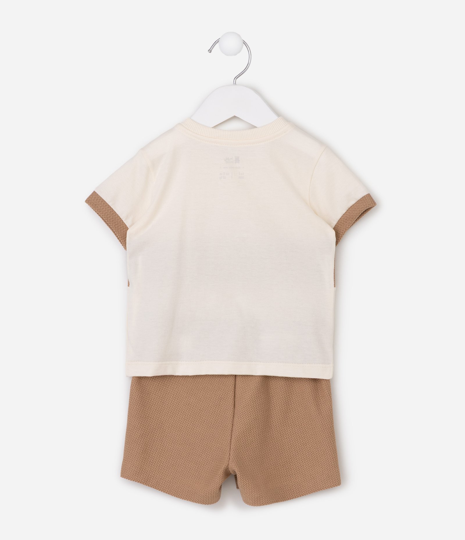 Conjunto Infantil com Estampa Animais e Textura Waffle - Tam 0 a 18 meses Bege 4