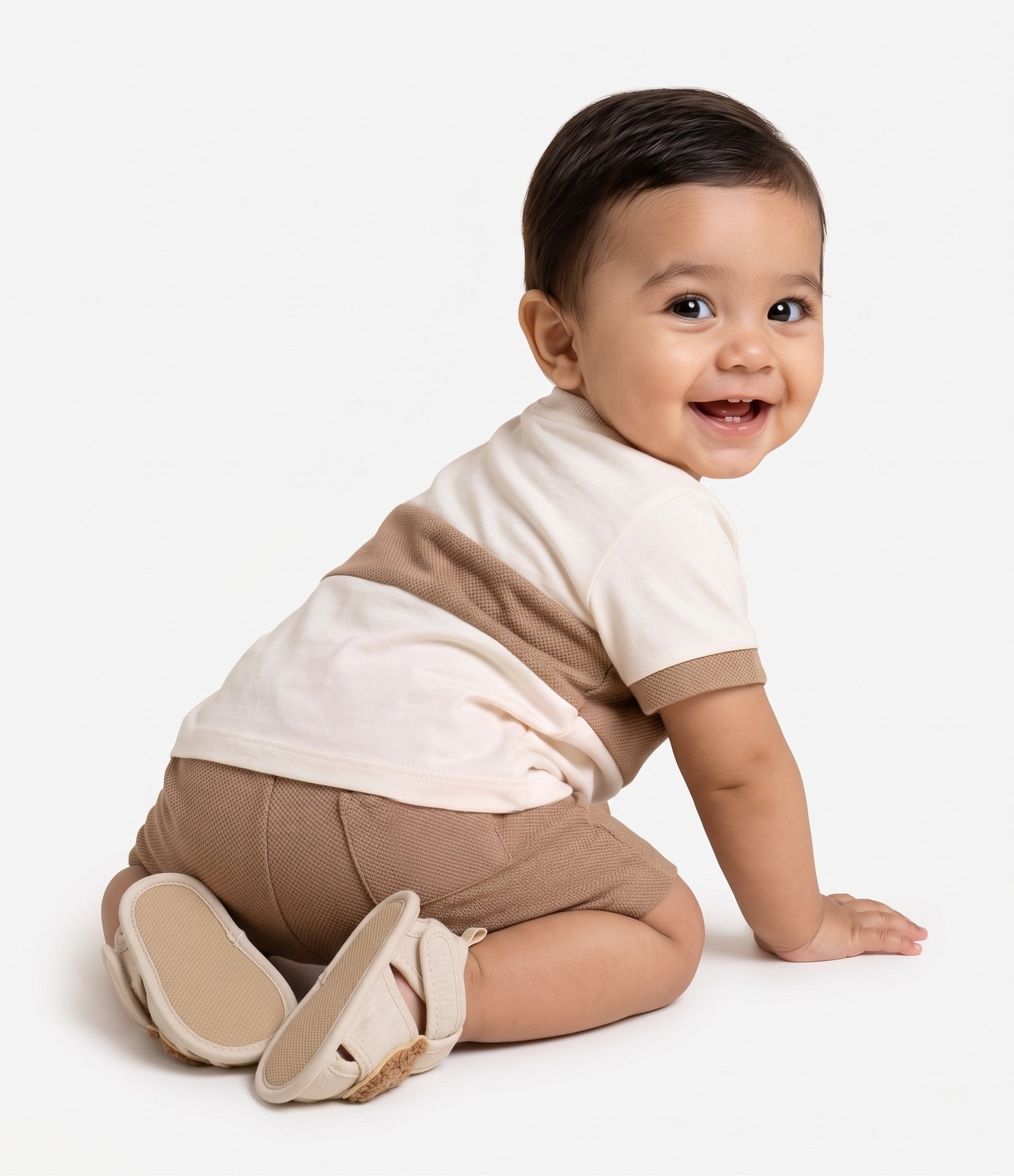 Conjunto Infantil com Estampa Animais e Textura Waffle - Tam 0 a 18 meses Bege 7