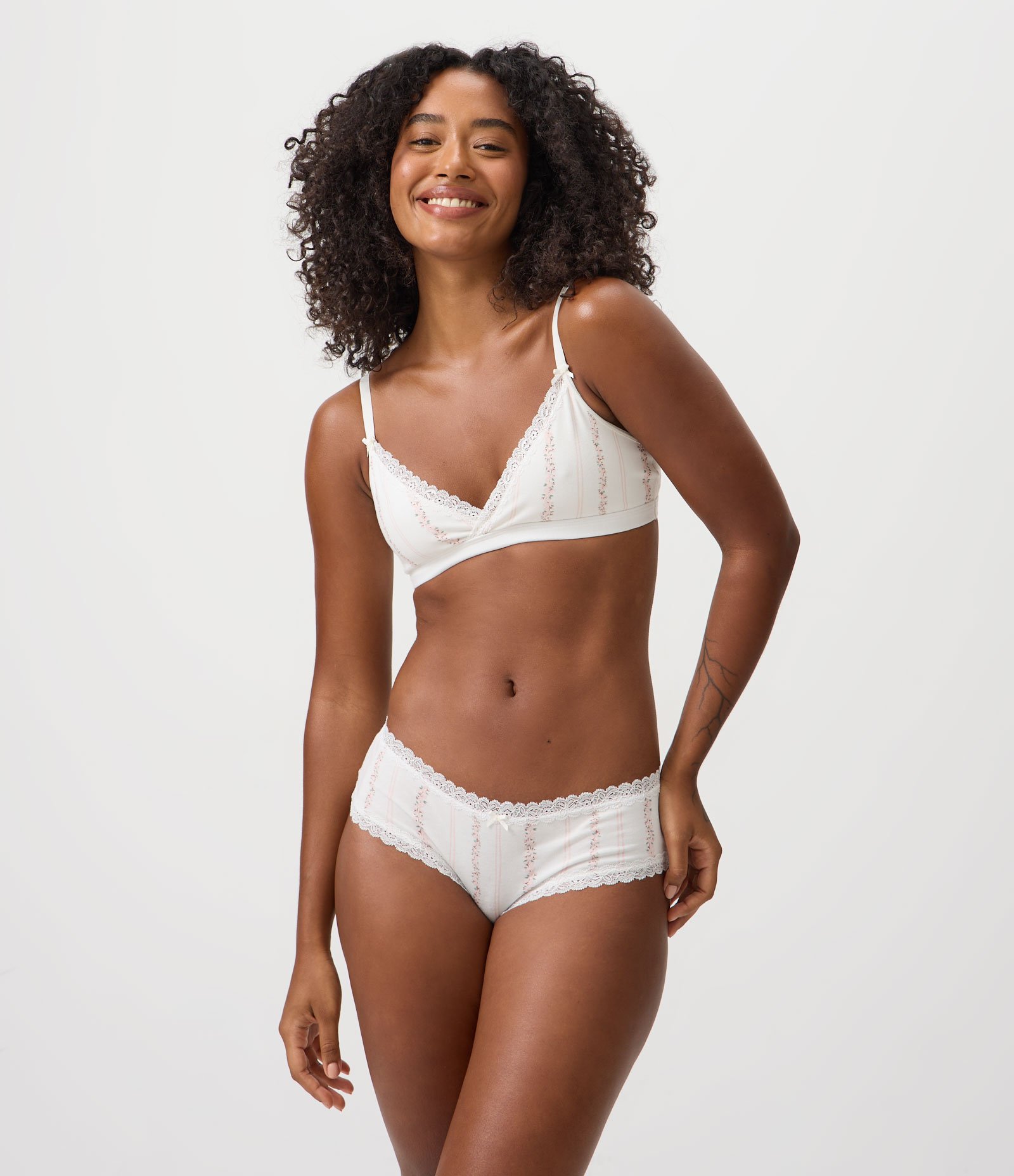 Conjunto Lingerie Sutiã e Calcinha Em Algodão Branco 4