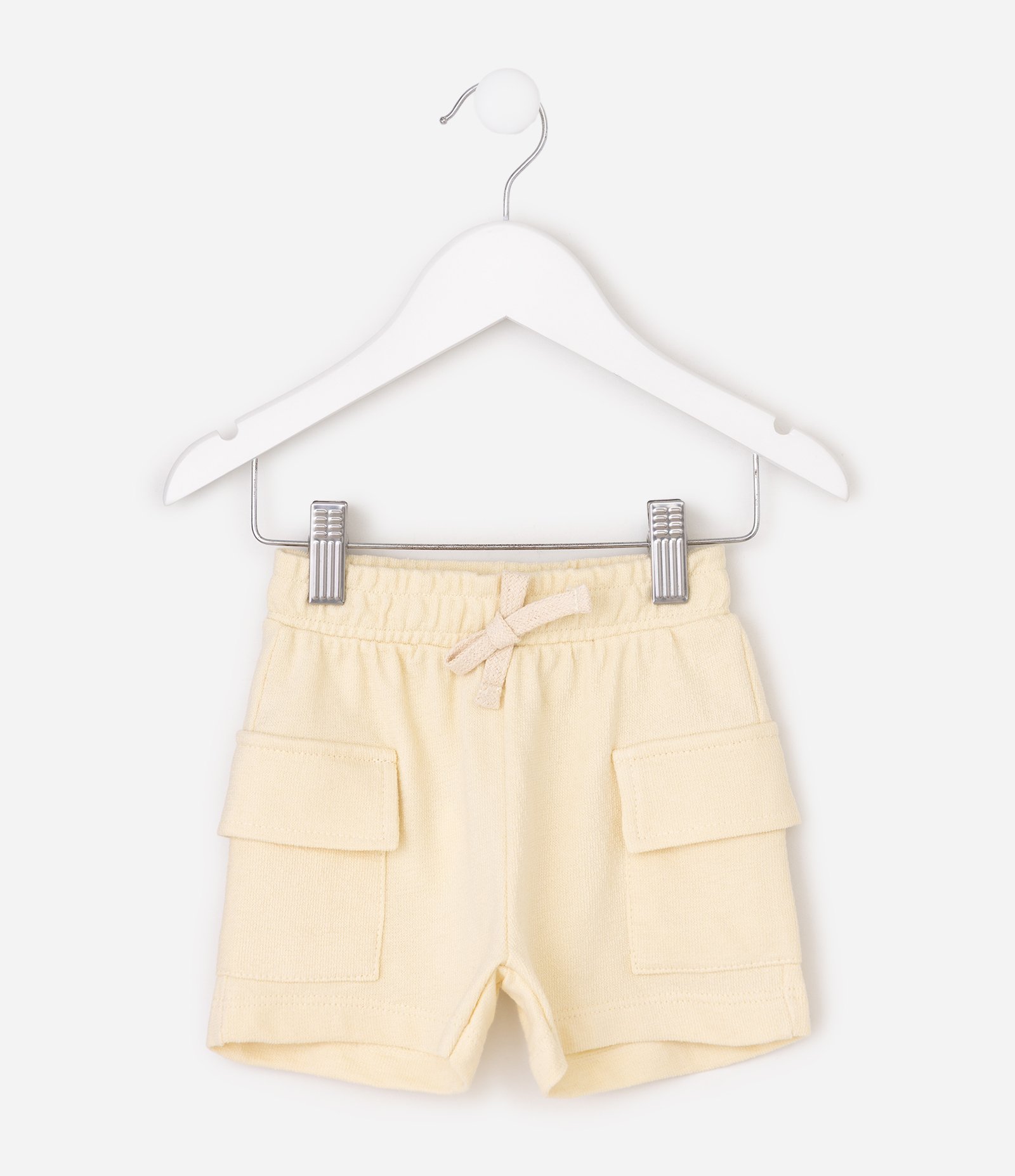 Bermuda Infantil Em Algodão Atoalhada com Bolsos Cargo - Tam 12 a 18 Meses Amarelo 3