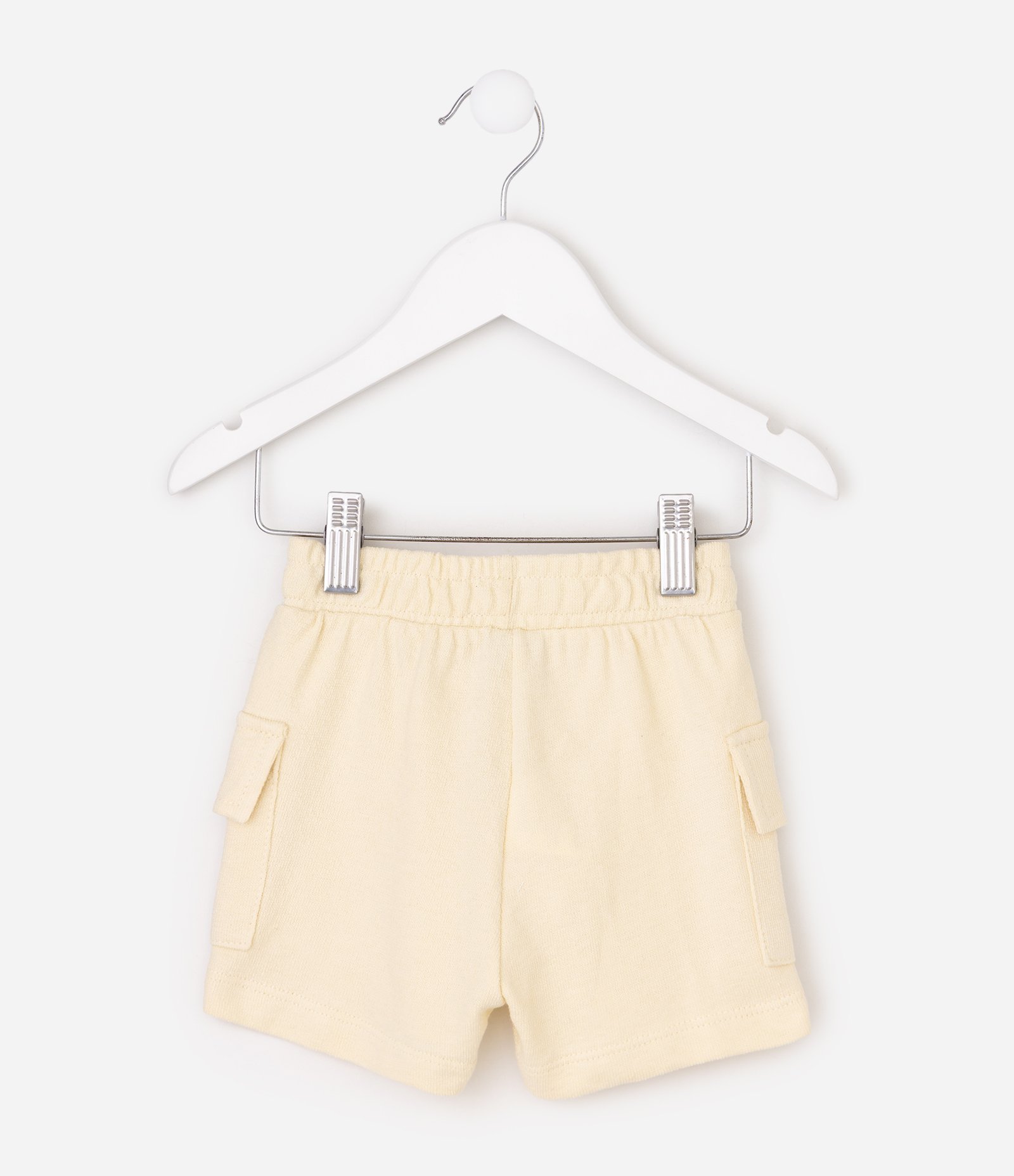 Bermuda Infantil Em Algodão Atoalhada com Bolsos Cargo - Tam 12 a 18 Meses Amarelo 4