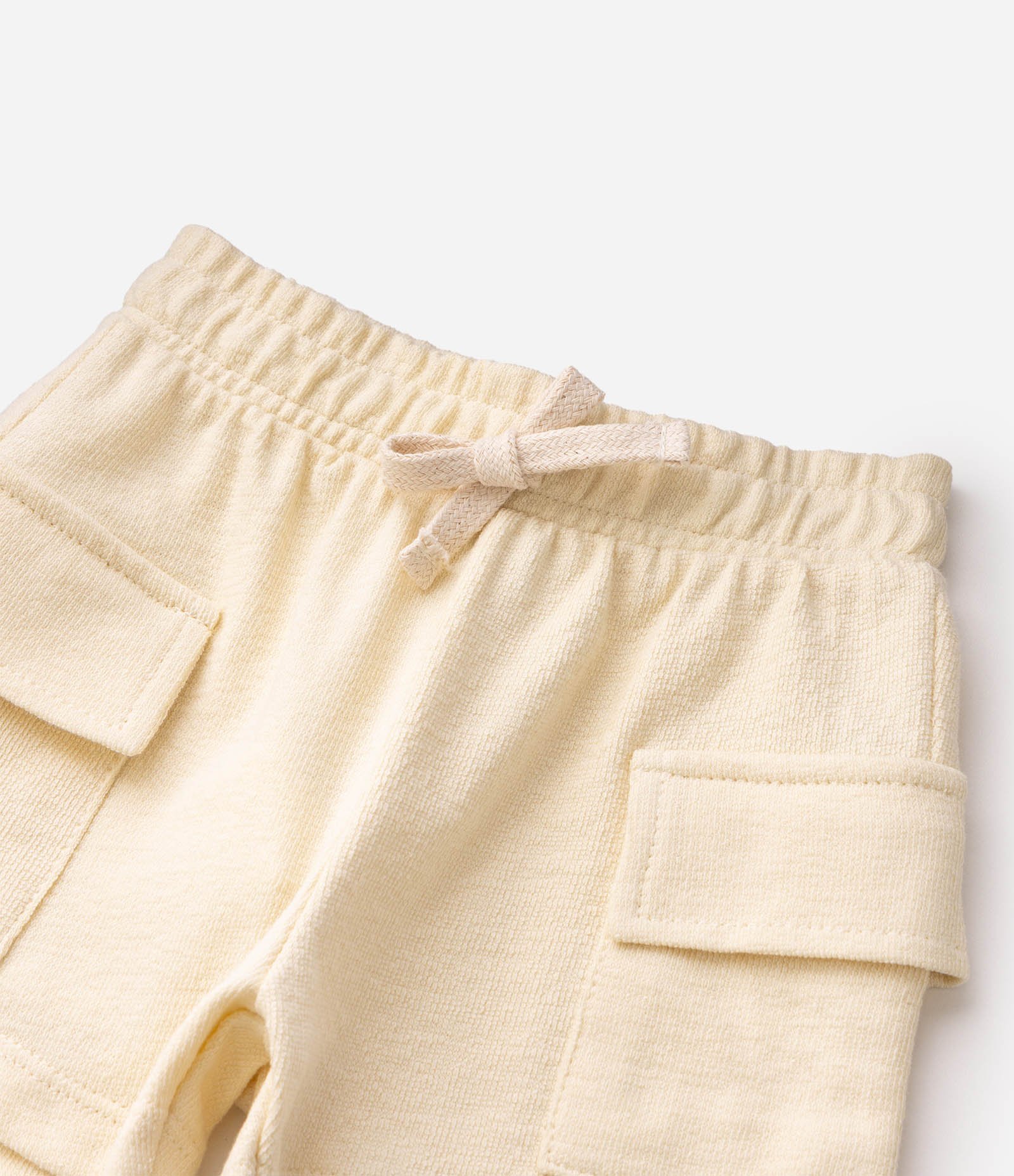 Bermuda Infantil Em Algodão Atoalhada com Bolsos Cargo - Tam 12 a 18 Meses Amarelo 6