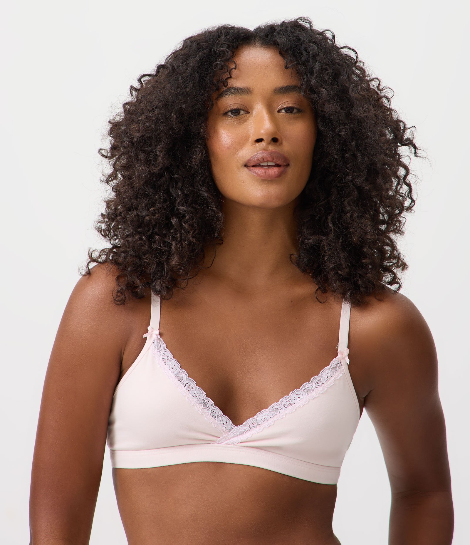 Conjunto Sutiã e Calcinha em Algodão com Renda Floral Rosa 3