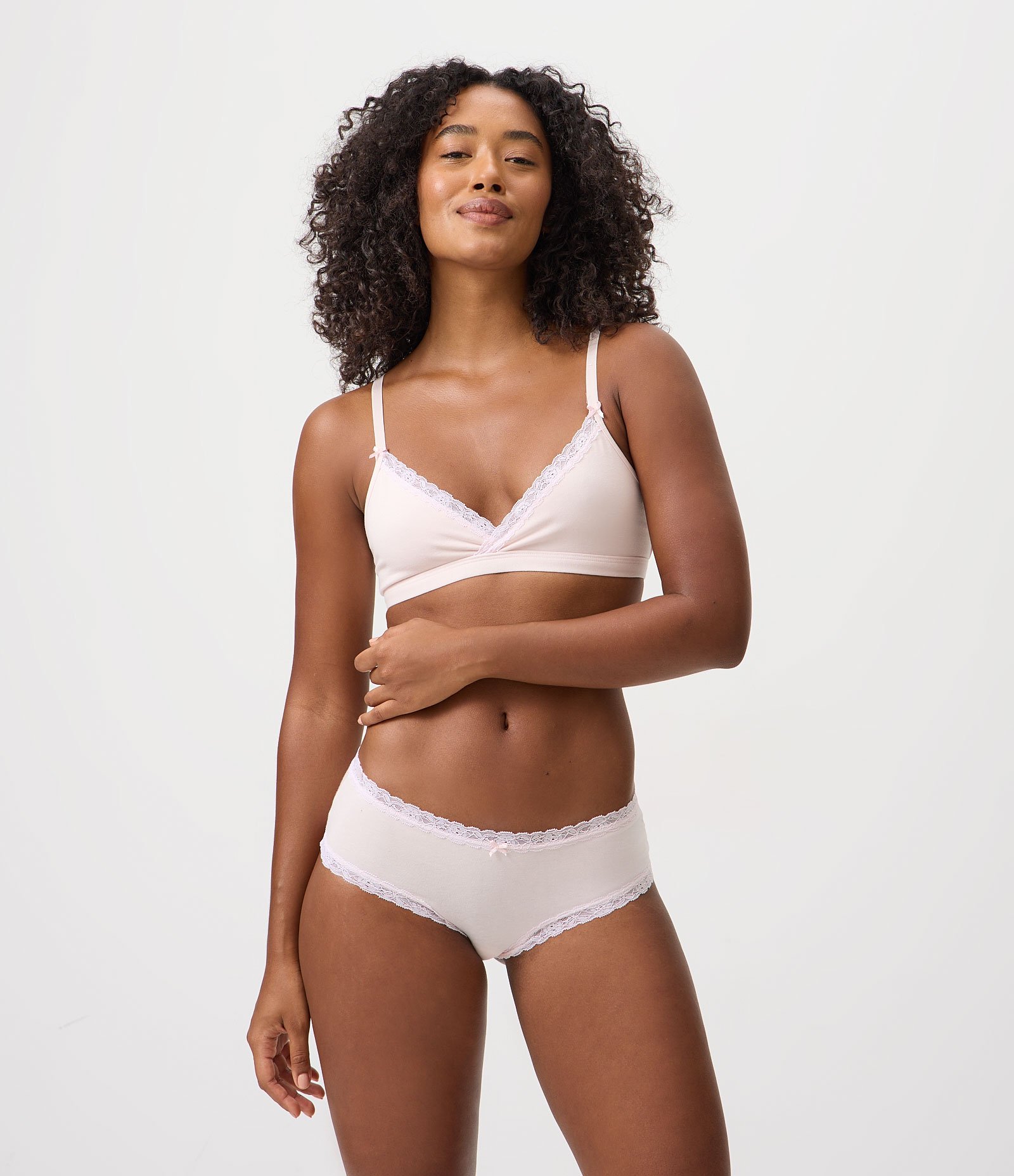 Conjunto Sutiã e Calcinha em Algodão com Renda Floral Rosa 5