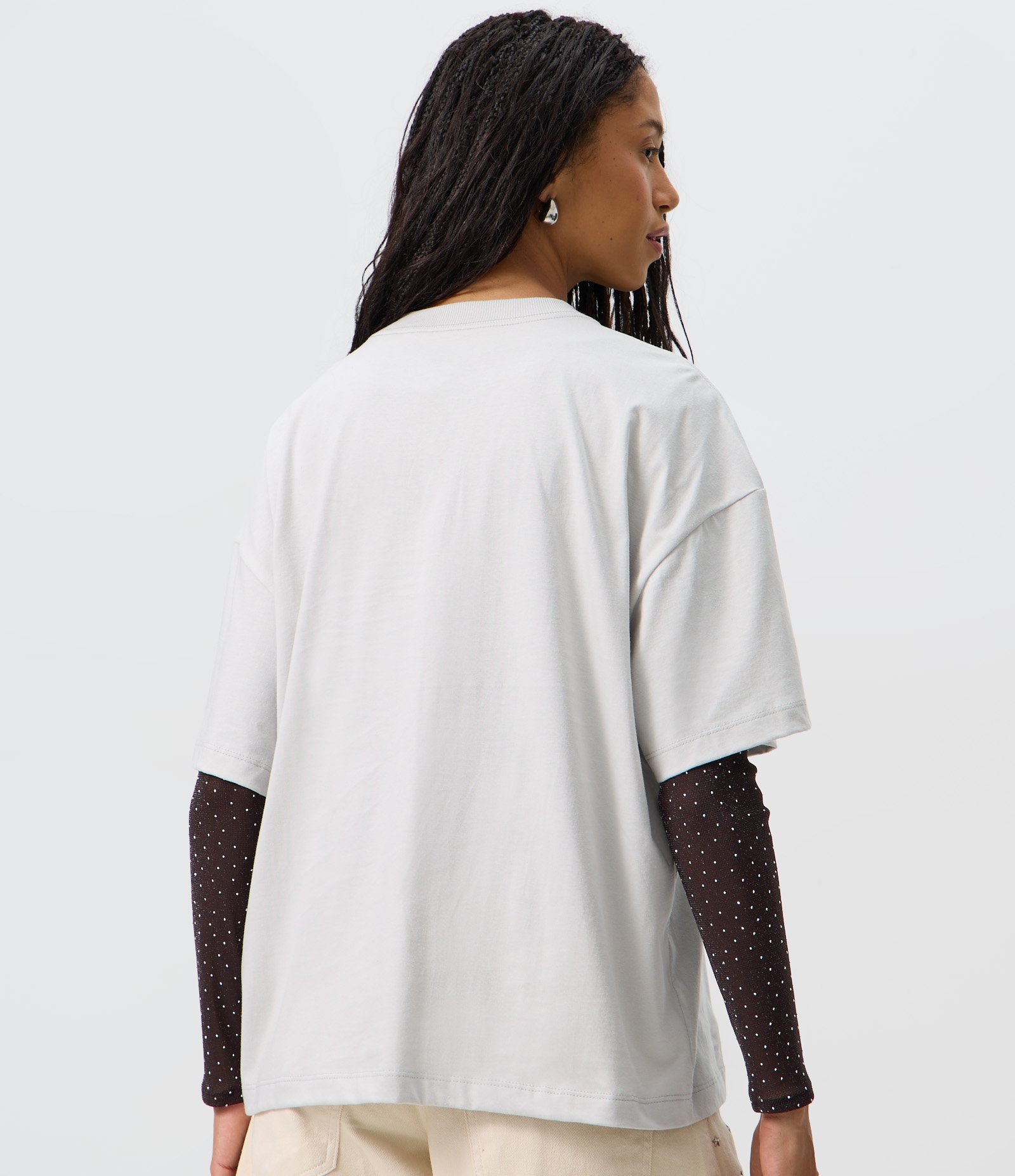 Camiseta Boxy com Estampa Twenty One Pilots em Algodão Off White 4