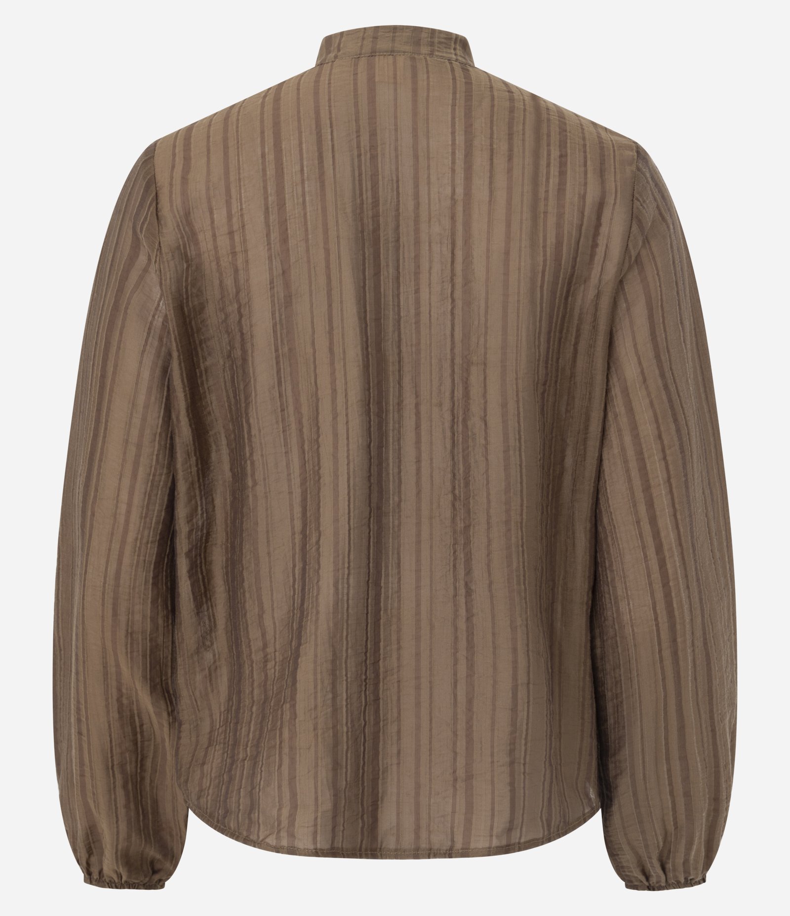 Blusa Bata em Liocel com Estampa Listrada Marrom 7
