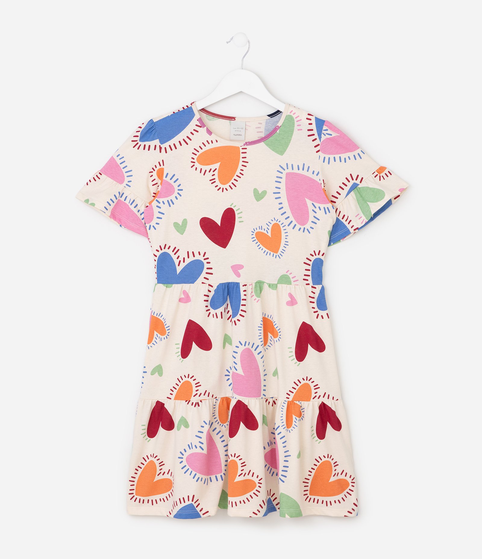 Vestido Infantil Em Algodão Estampa Coração - Tam 5 a 16 Anos Multicores 2