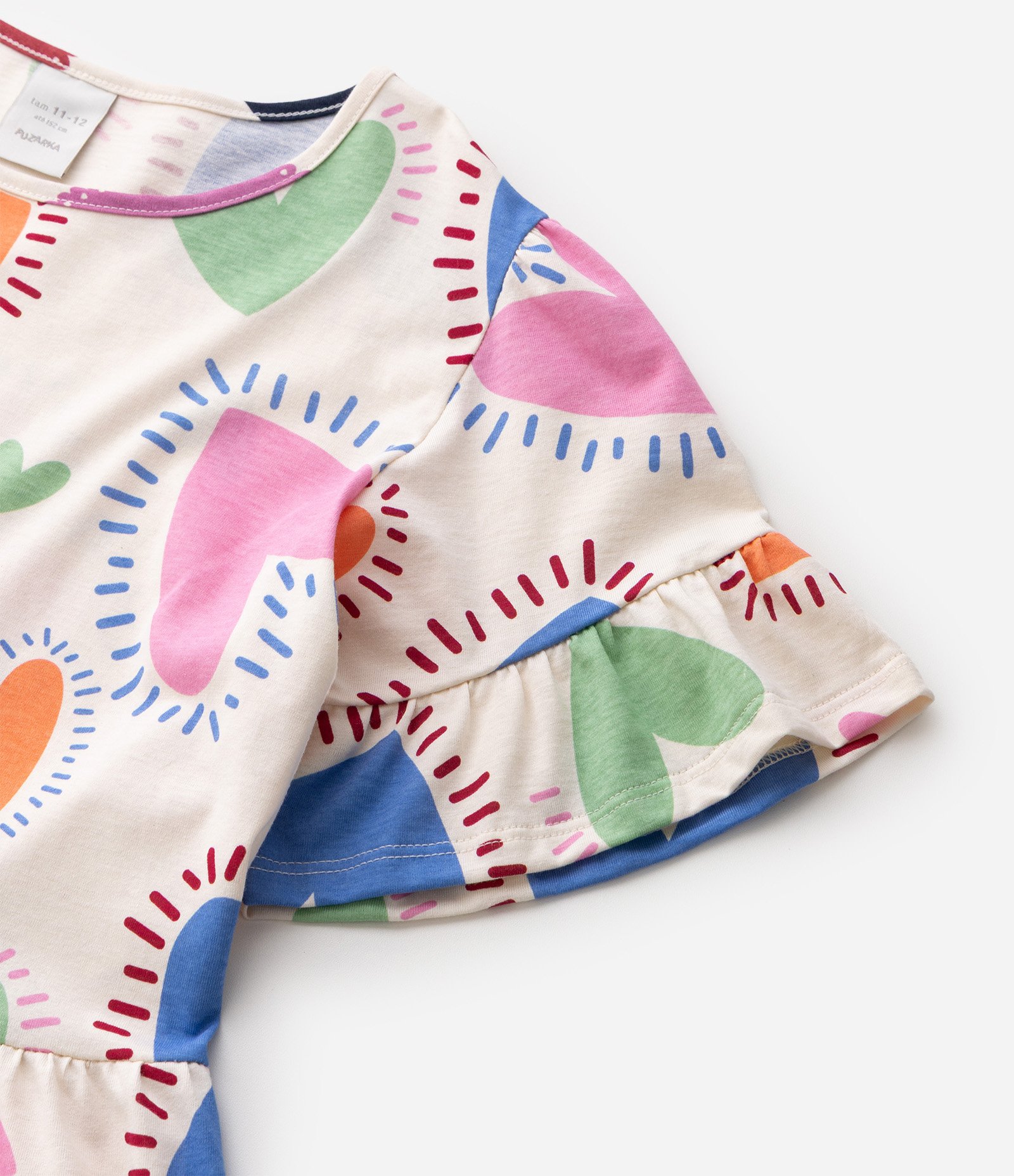 Vestido Infantil Em Algodão Estampa Coração - Tam 5 a 16 Anos Multicores 5
