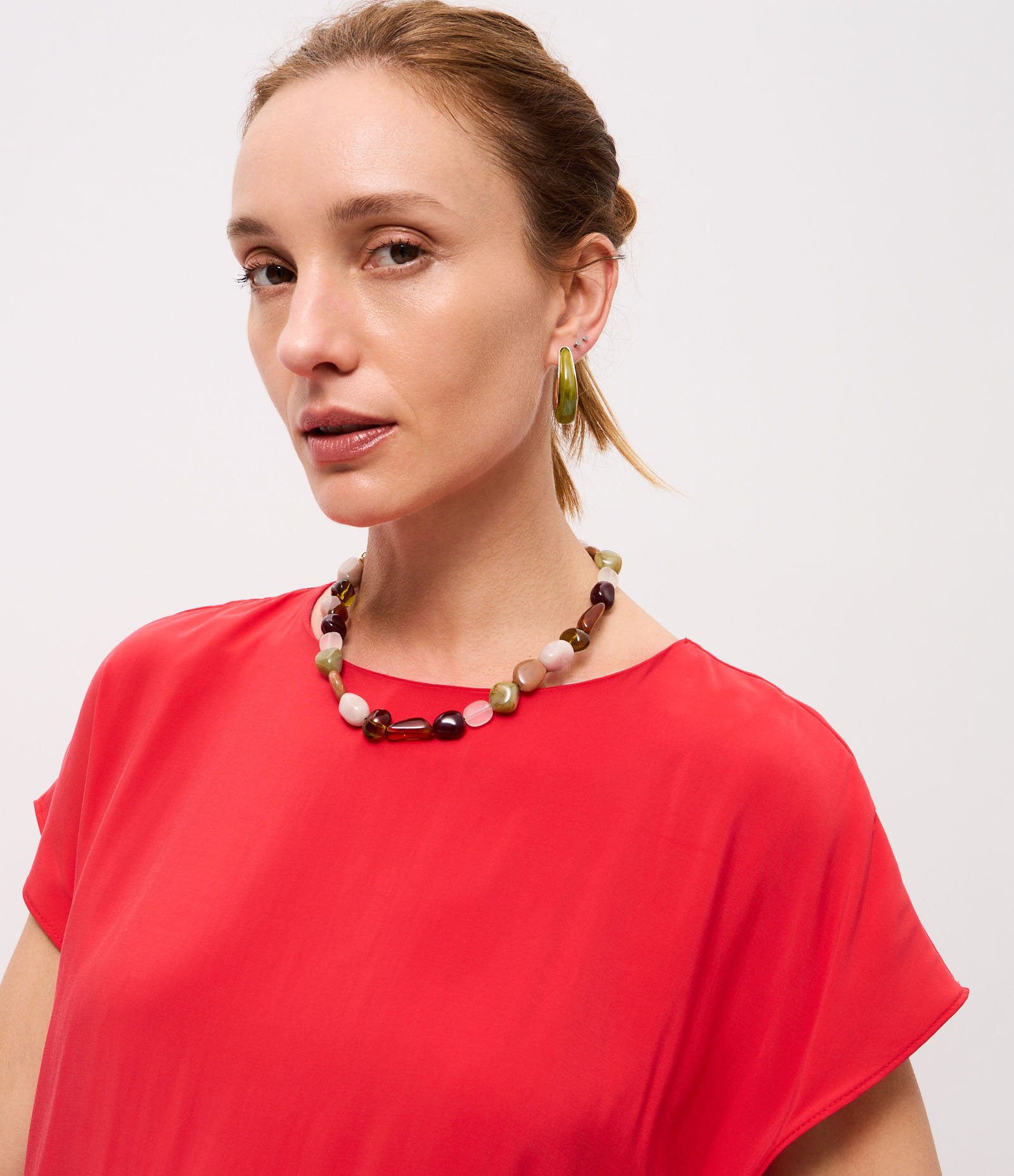 Vestido Longo em Viscose com Ajuste na Cintura Vermelho 3