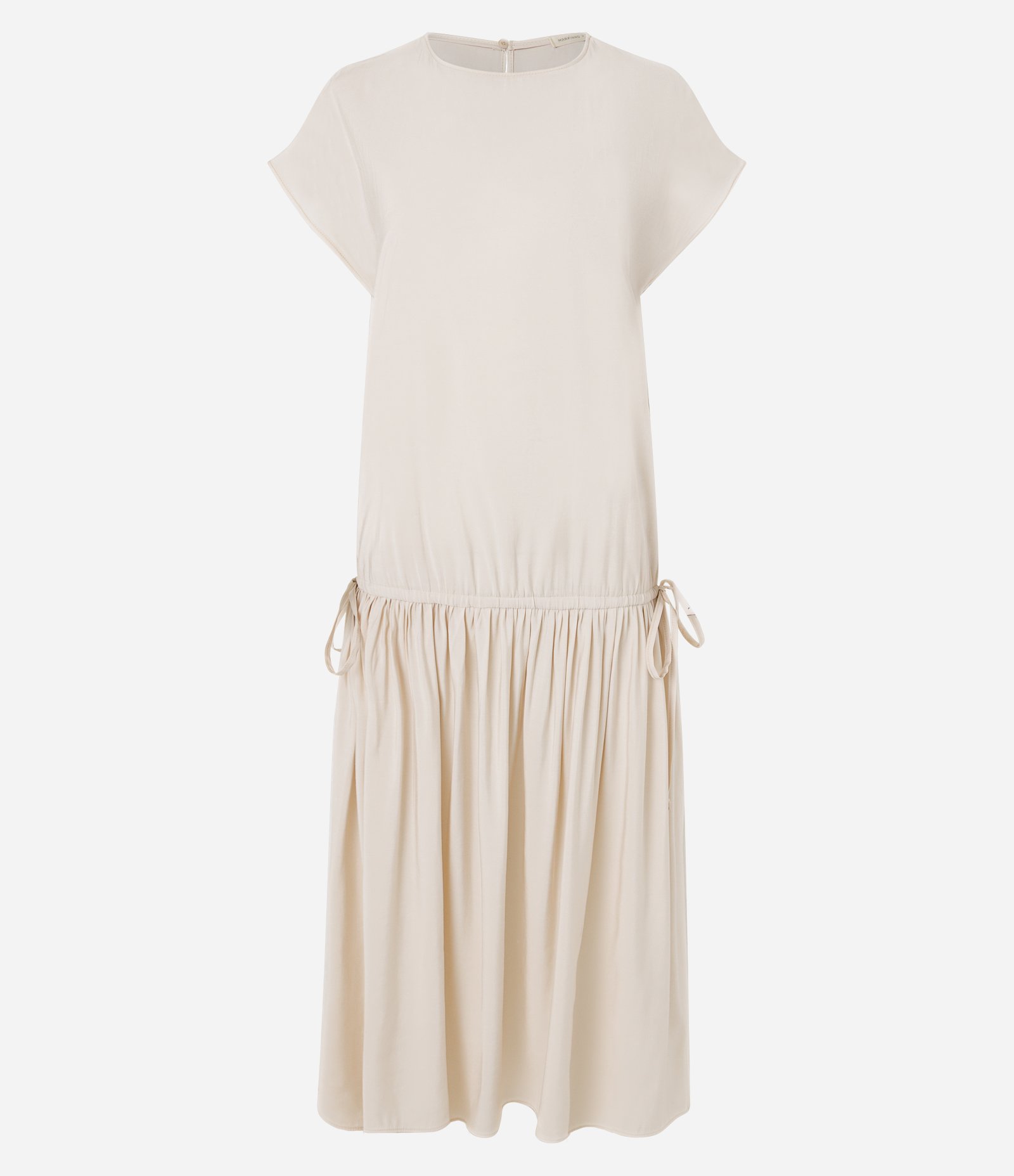 Vestido Longo em Viscose com Ajuste na Cintura Bege 1
