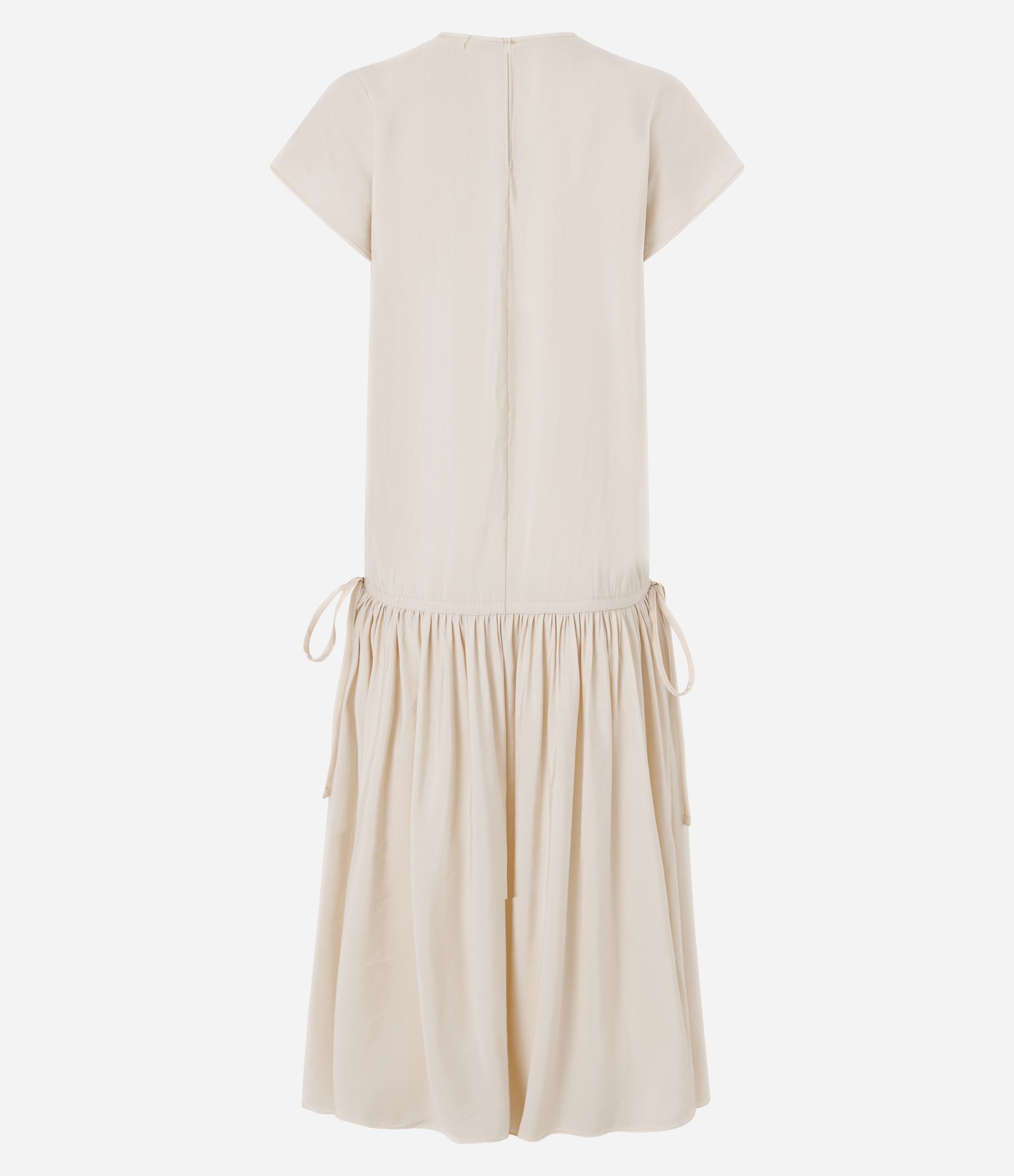 Vestido Longo em Viscose com Ajuste na Cintura Bege 2