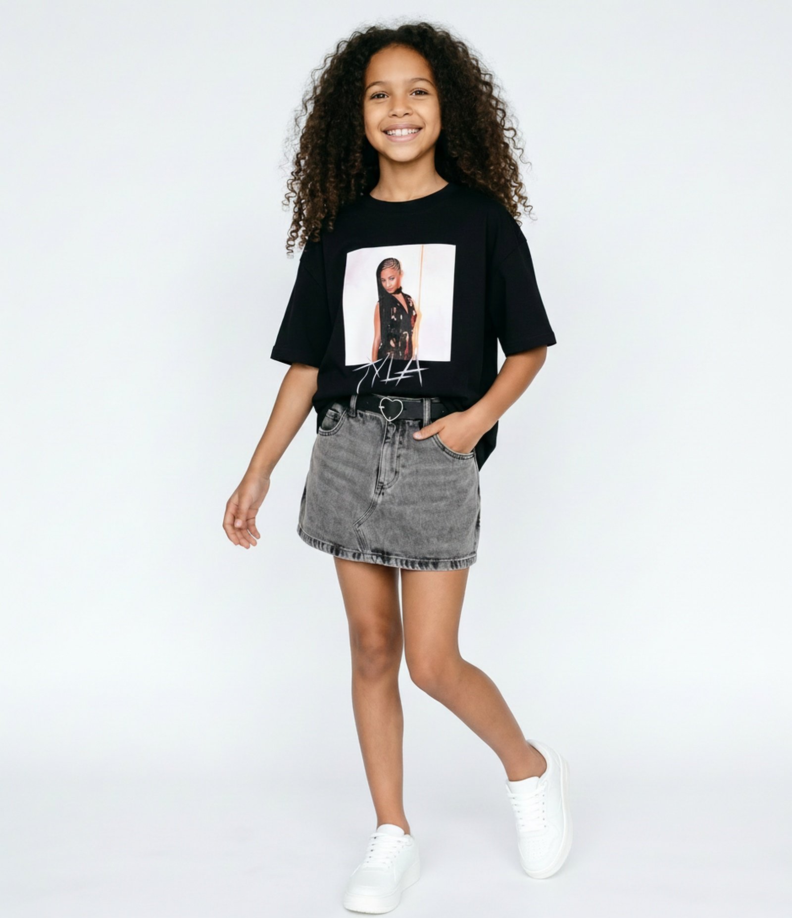 SaiIa Jeans Infantil Em Algodão com Cinto - Tam 5 a 16 Anos Cinza 1