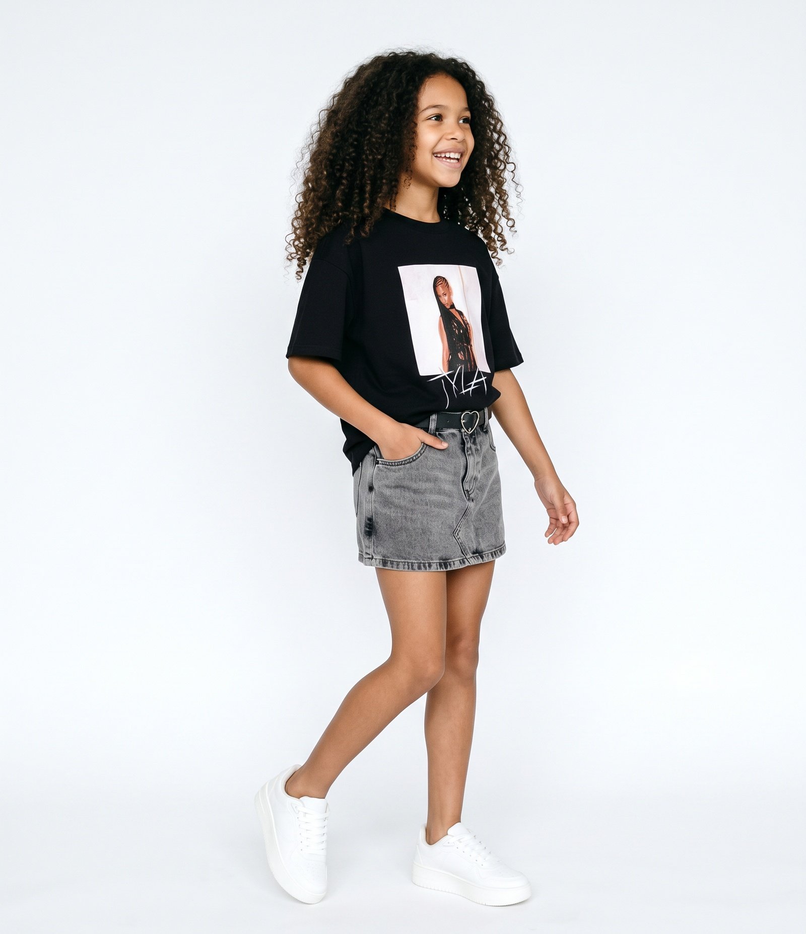 SaiIa Jeans Infantil Em Algodão com Cinto - Tam 5 a 16 Anos Cinza 2