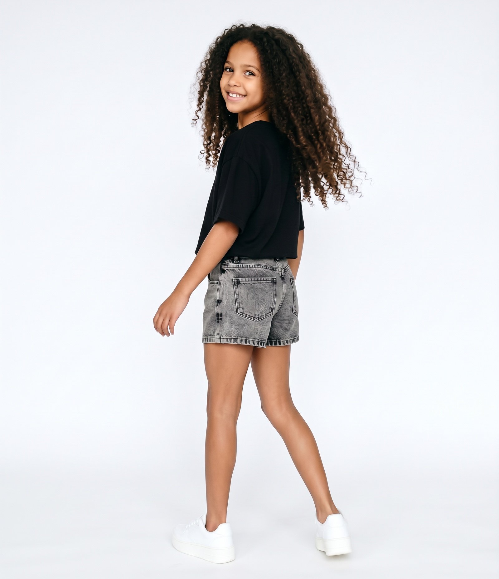 SaiIa Jeans Infantil Em Algodão com Cinto - Tam 5 a 16 Anos Cinza 7