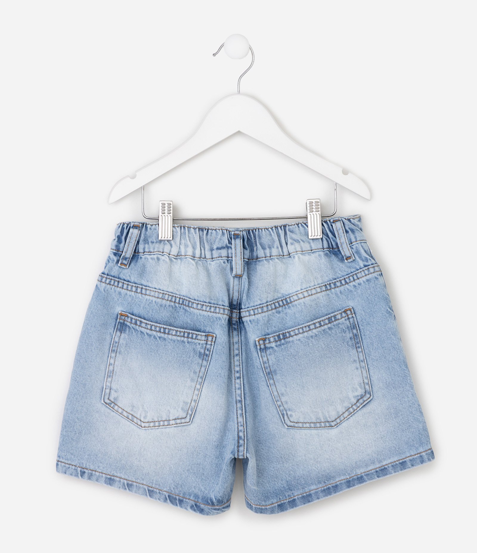 Short jeans Infantil Renda No Cos Tam - 5 a 16 Anos Azul Médio 3