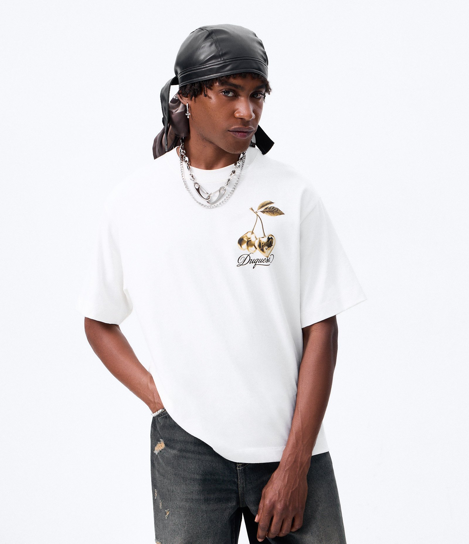 Camiseta Boxy em Algodão Estampa Duquesa Frente e Costas Branco 3