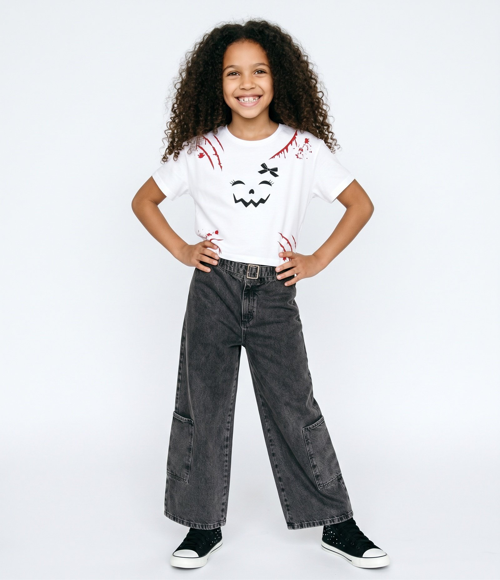 Camiseta Infantil Em Algodão Estampa Halloween - Tam 5 a 16 Anos Bege 1