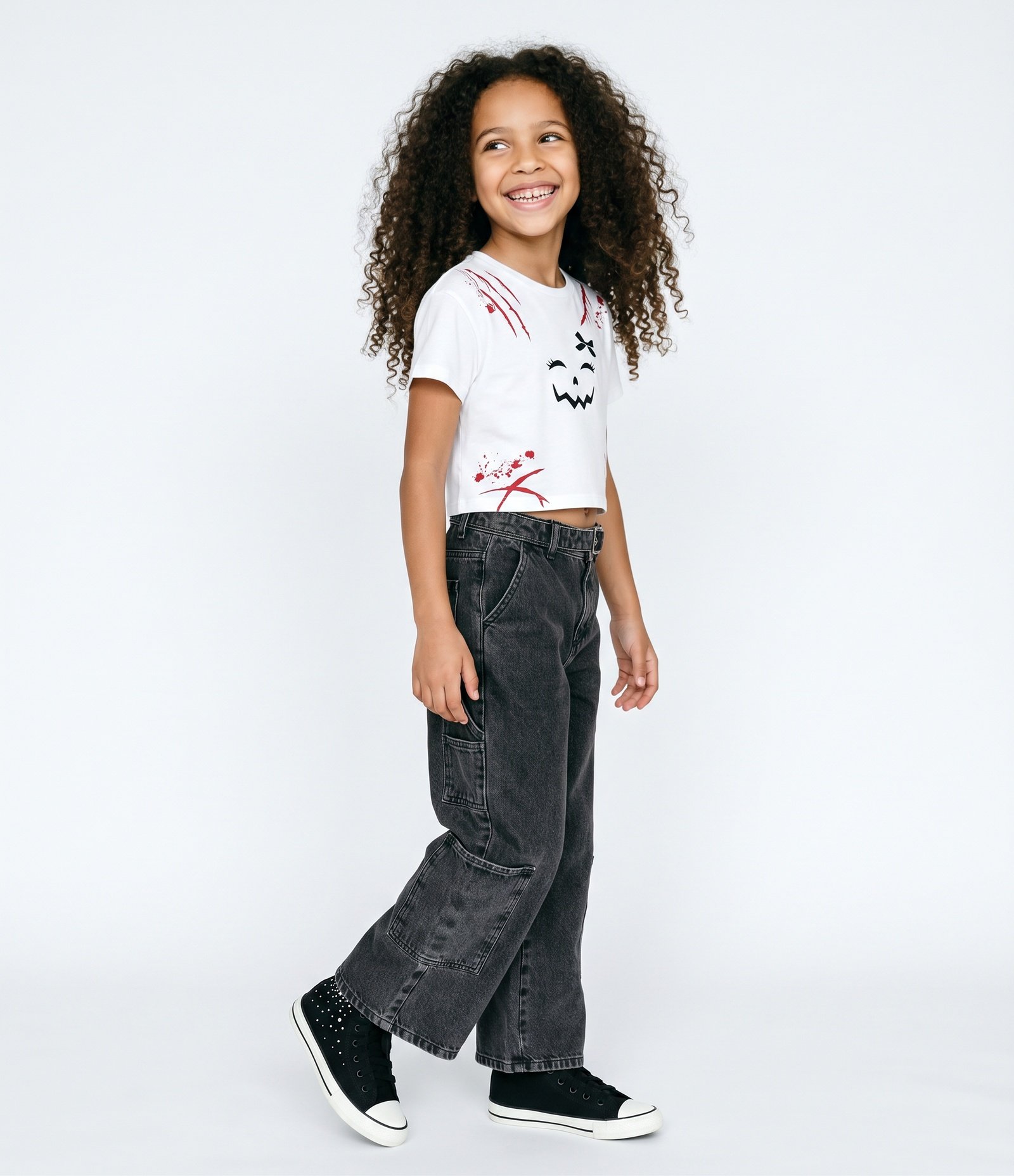Camiseta Infantil Em Algodão Estampa Halloween - Tam 5 a 16 Anos Bege 2